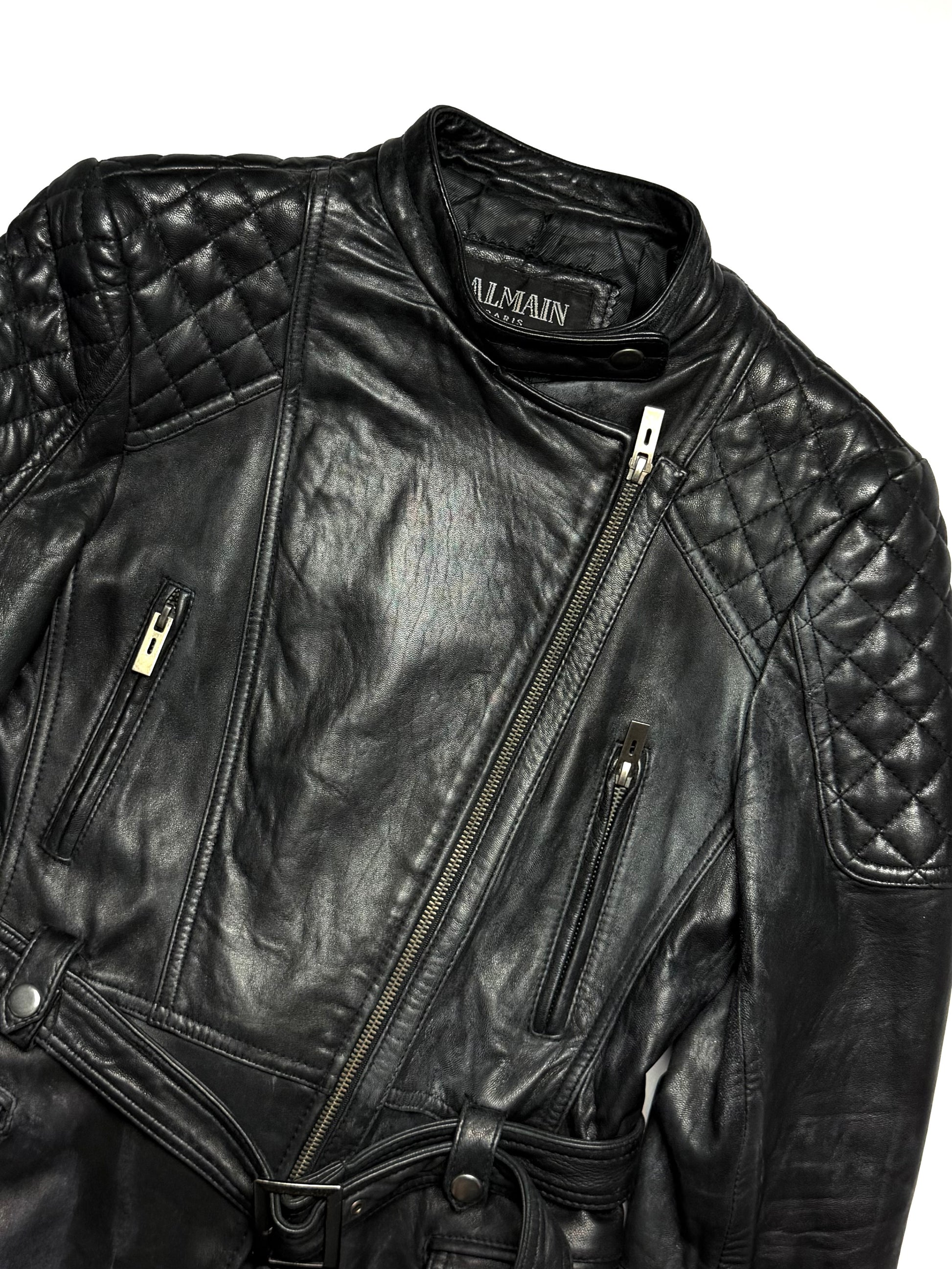 BALMAIN Leather Biker Coat