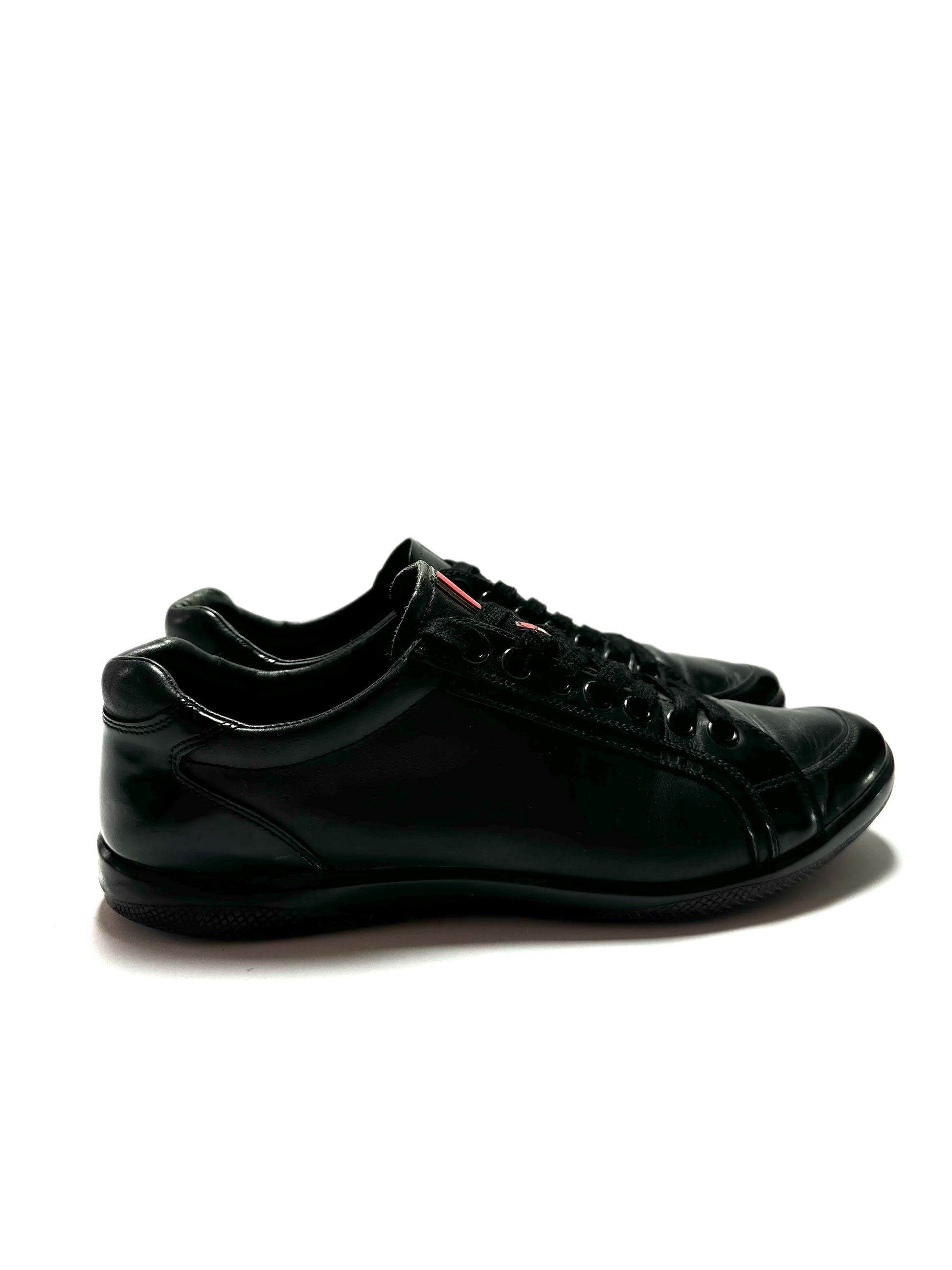 Prada Sport Black Leather Low Top Shoe
