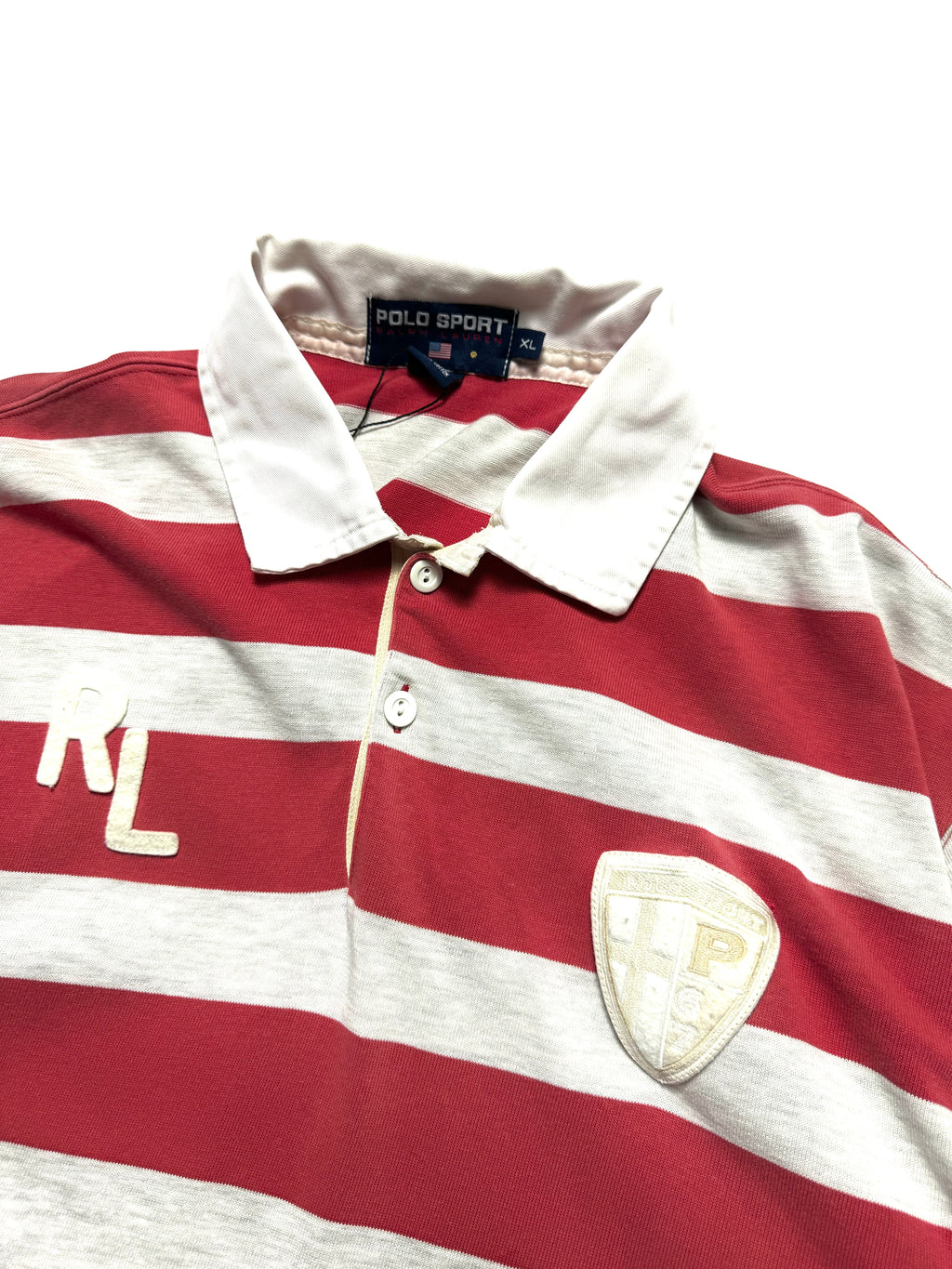 Polo Sport Pink Stripe Rugby Shirt 90s