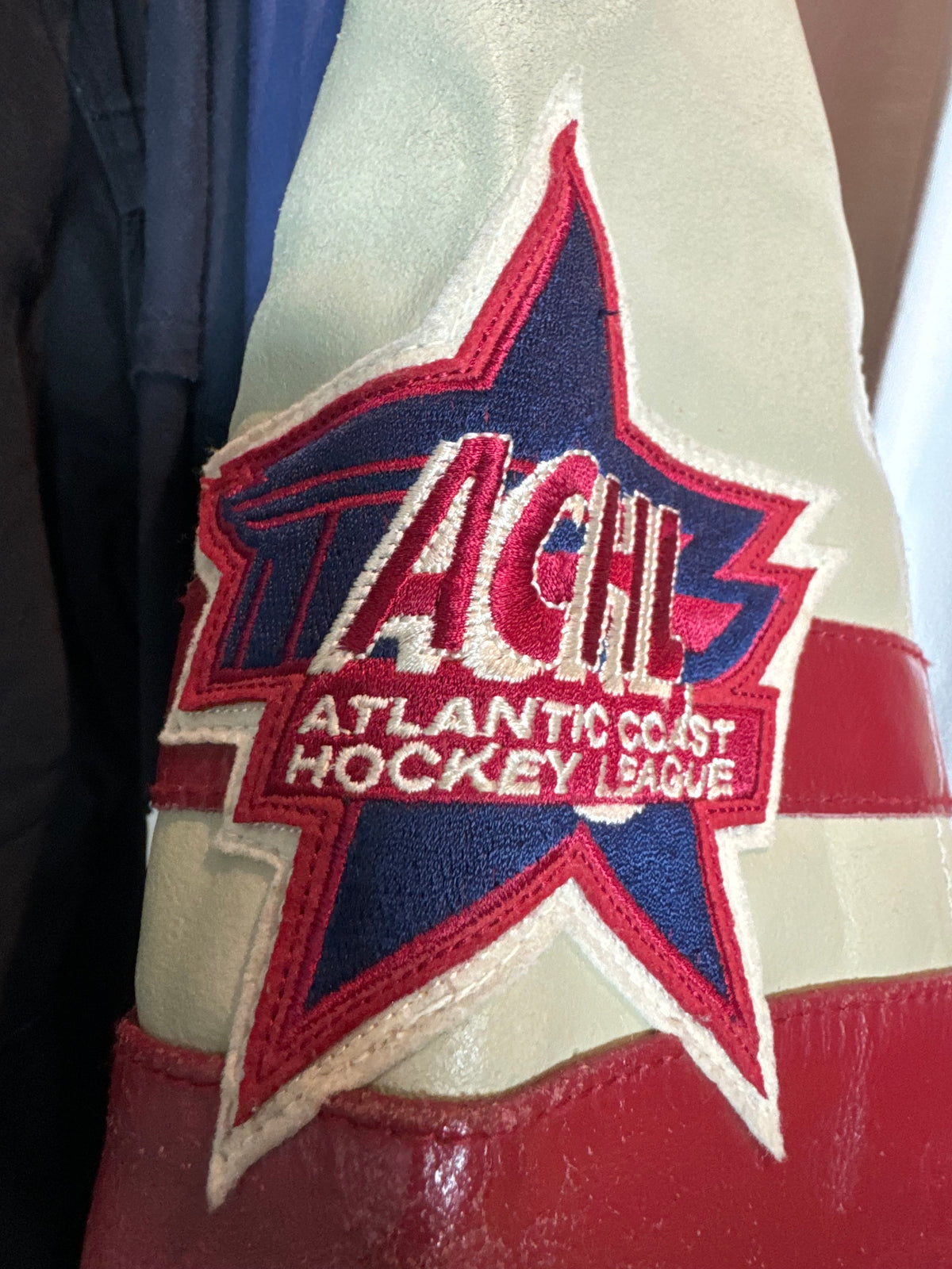 Avirex 90s Atanlantic Hockey League All Star Varisty Black Leather Jacket