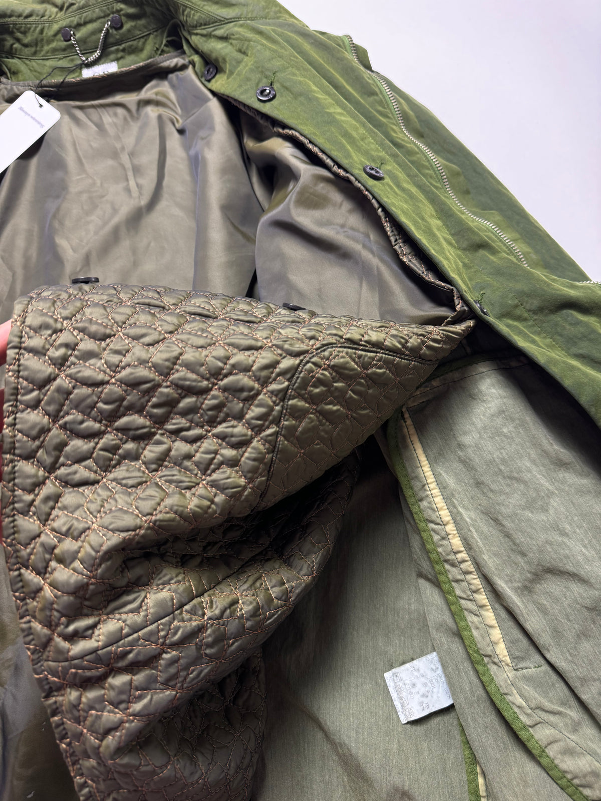 C.P. Company Army Green Insulted Layer Wax Puff Jacket