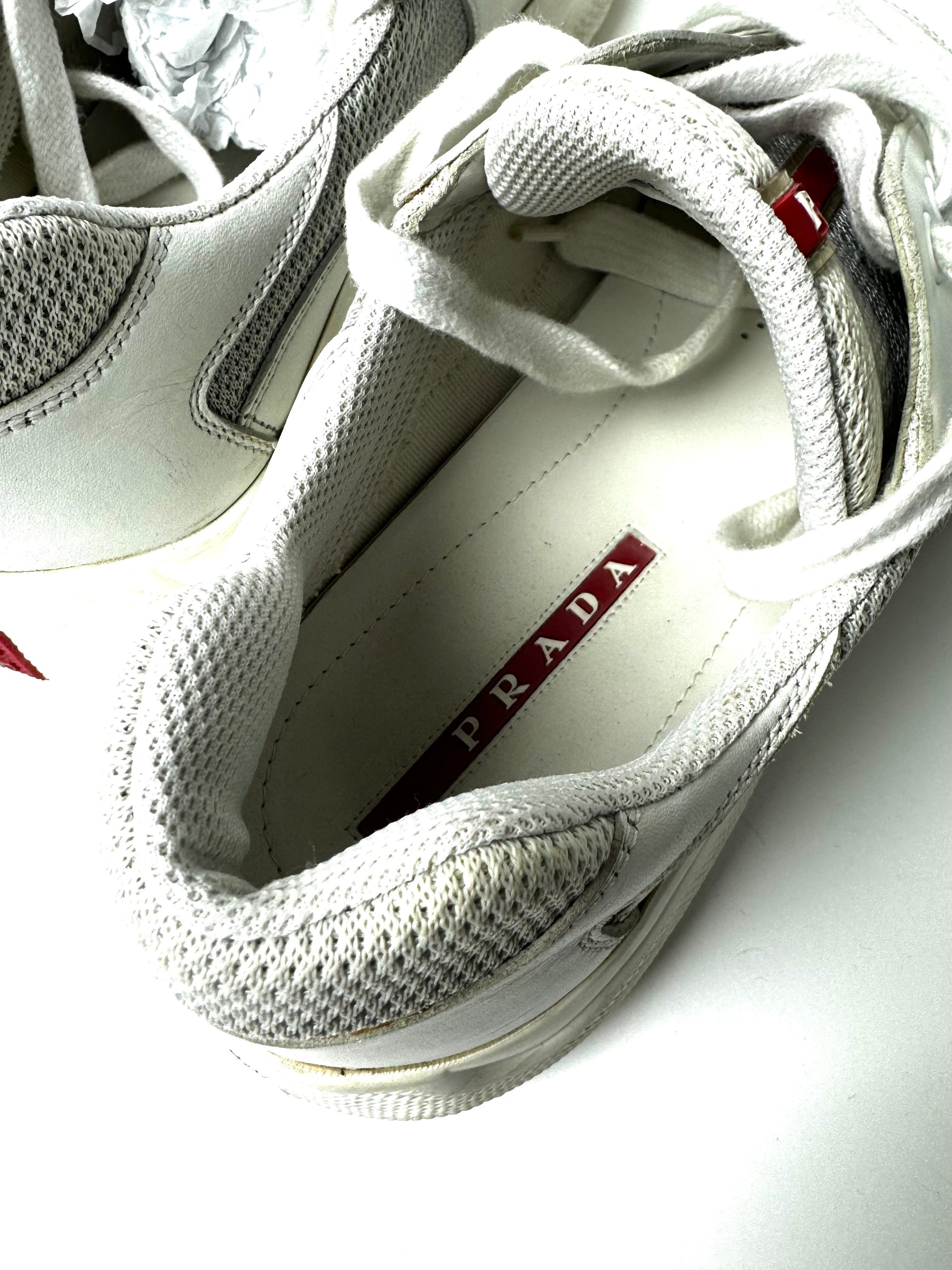 Prada White Grey Amercia’s Cup Shoes