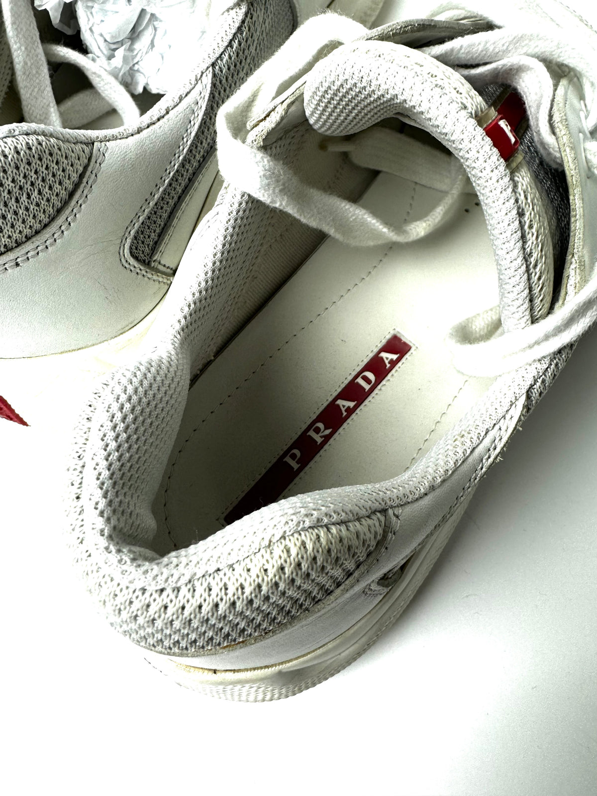 Prada White Grey Amercia’s Cup Shoes