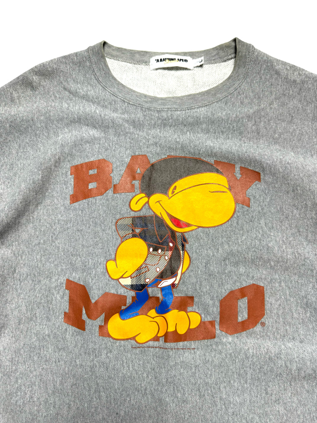 BAPE Baby Milo Plaid Gray Crewneck 2000s