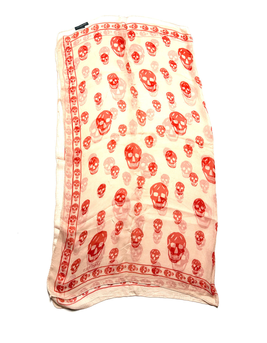 Alexander McQueen Red Silk Skull Scarf