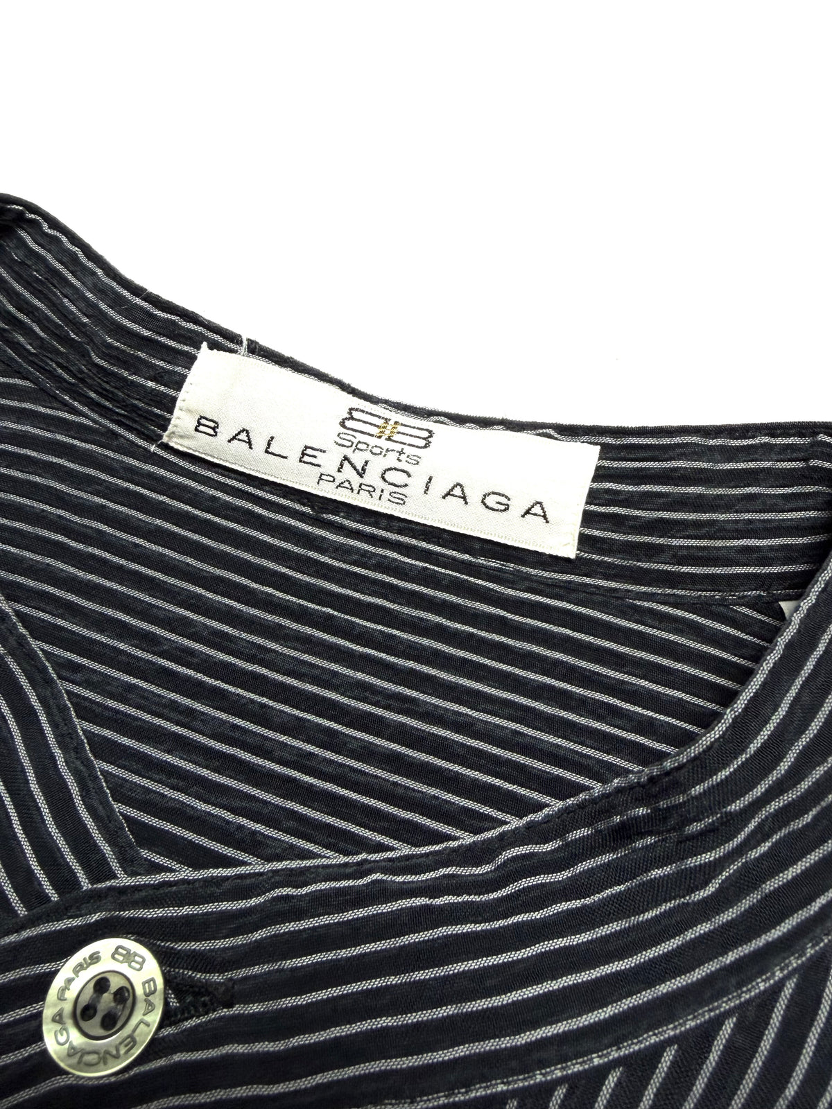 Balenciaga Stripe Collarless Shirt 90s