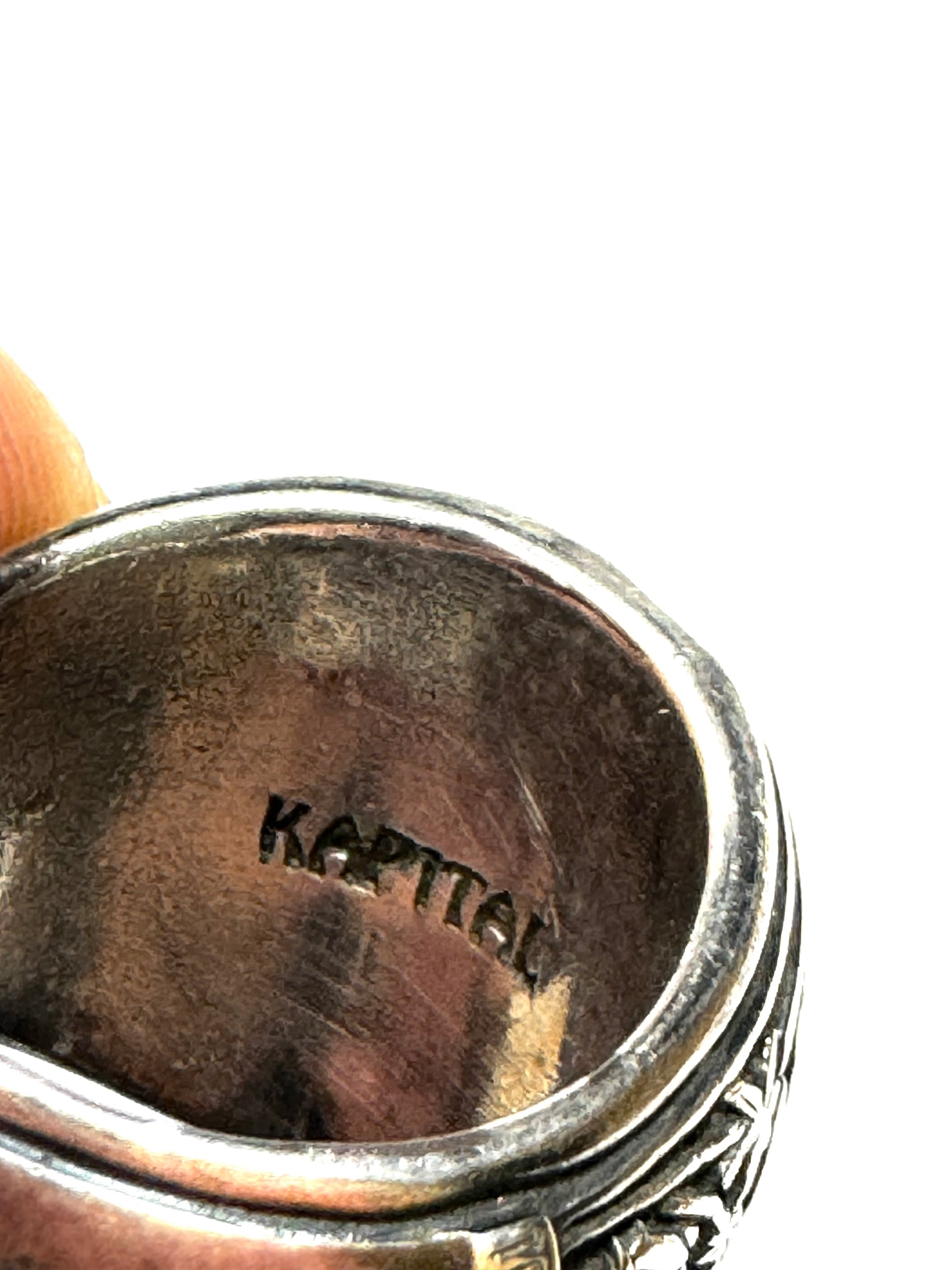 Kapital Silver Green Stone College Ring