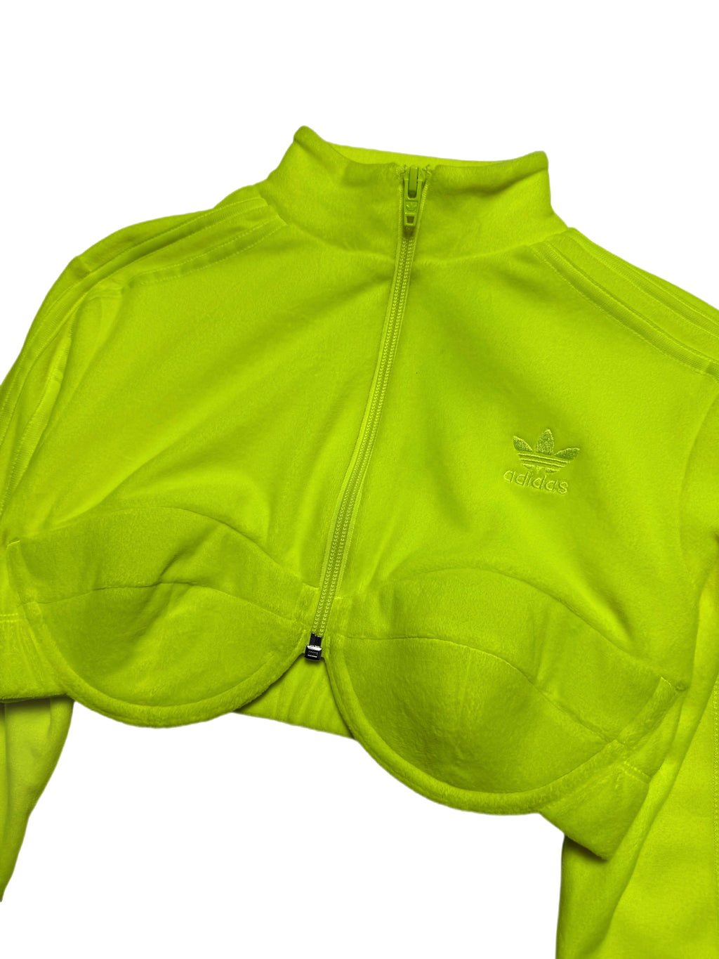 Adidas X Jeremy Scott Velour Cropped Zip Track Top Yellow