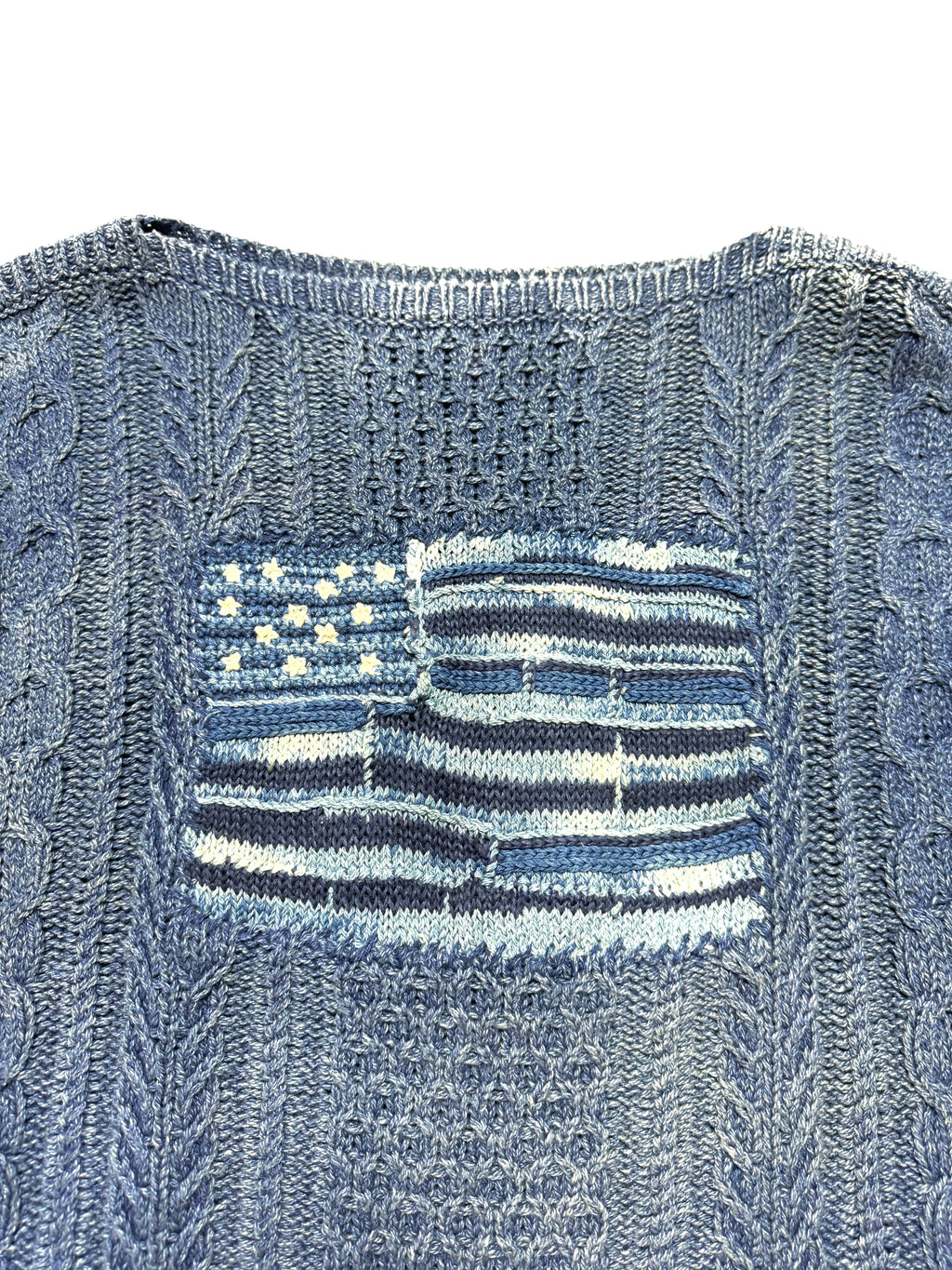 Polo by Ralph Lauren Indigo-Dyed Cable Knit Sweater