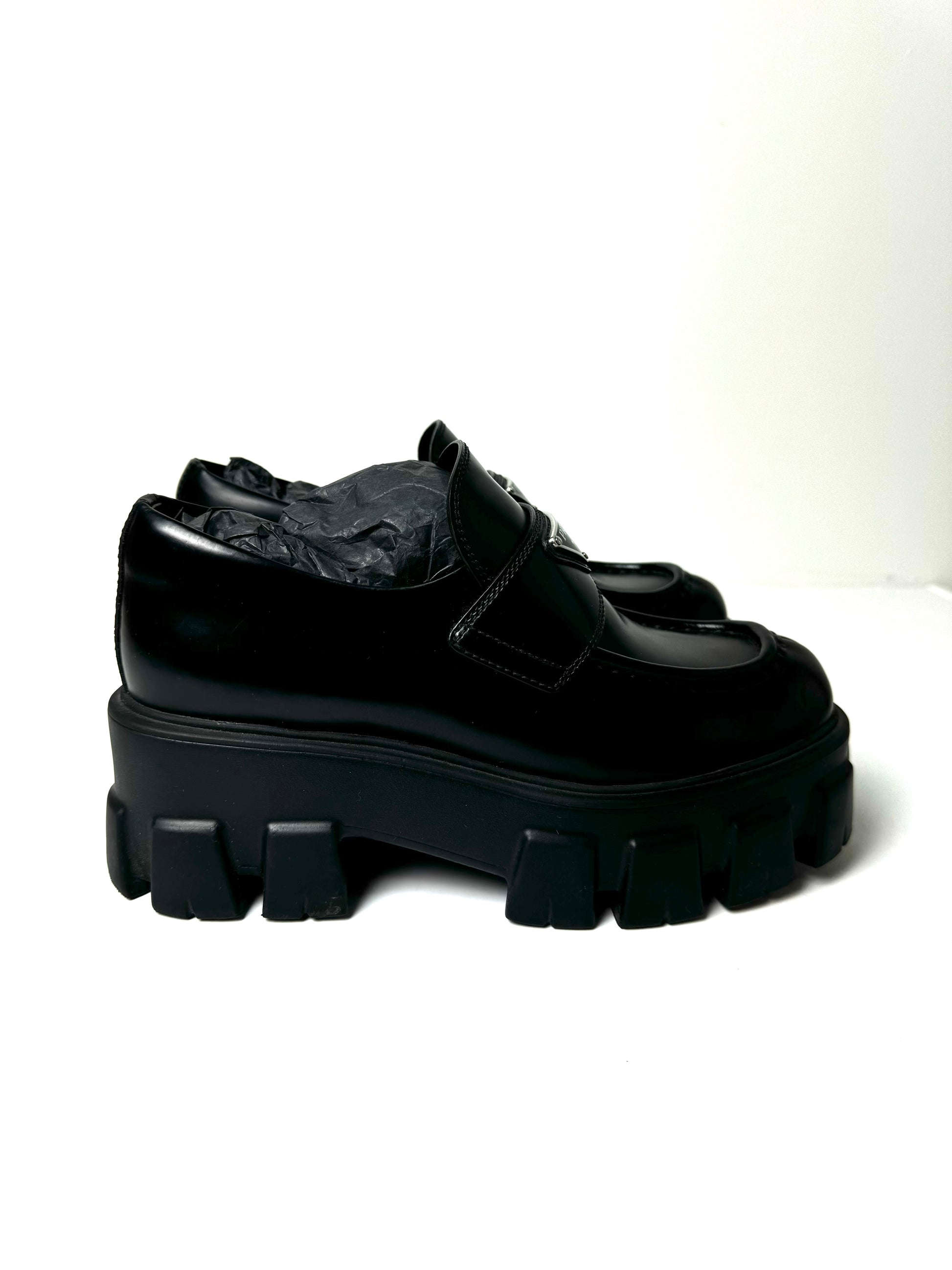 Prada Monolith Brushed Leather Loafer