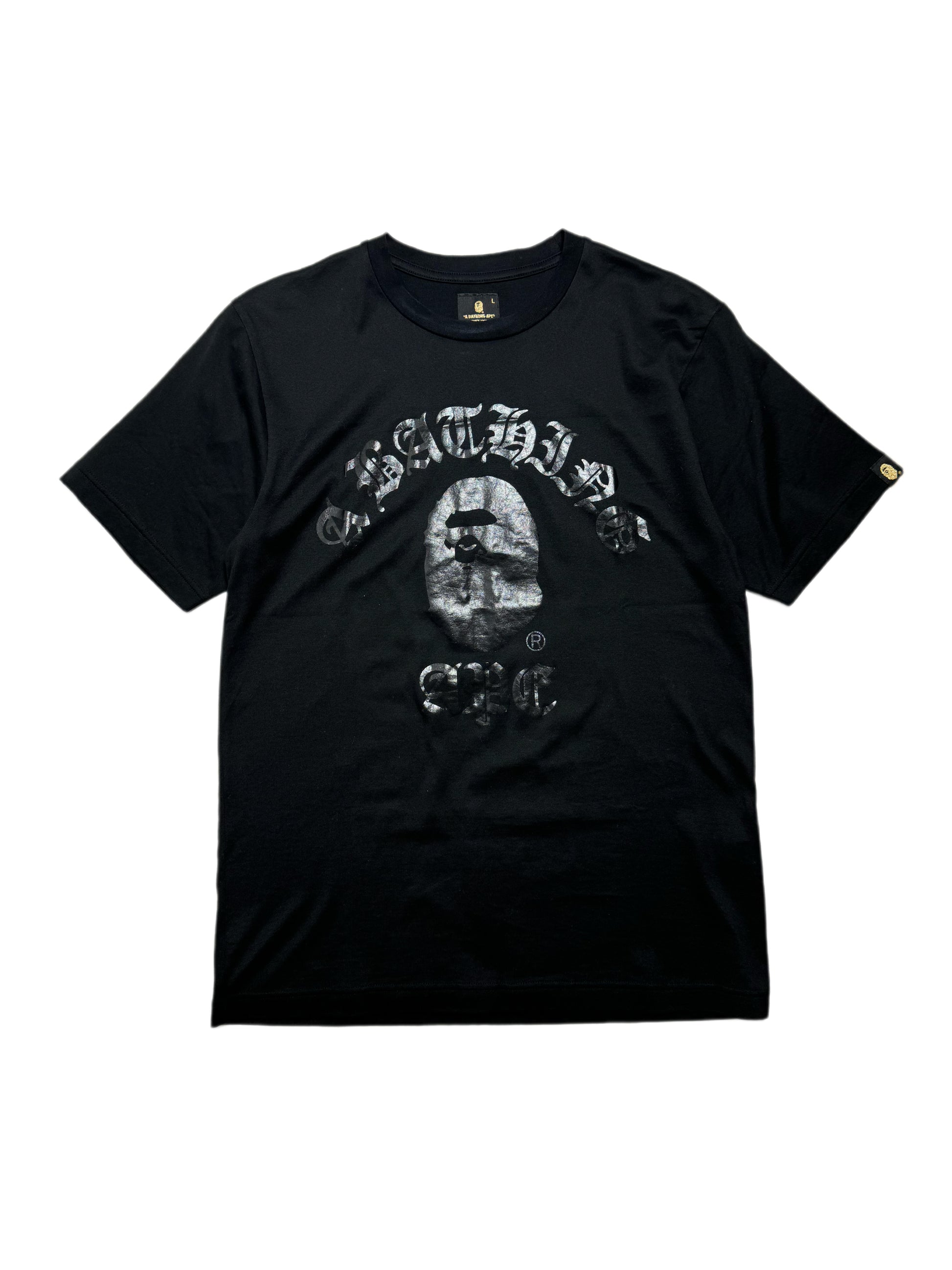 BAPE Black Gold Line OG Gothic Font College Tee 2009