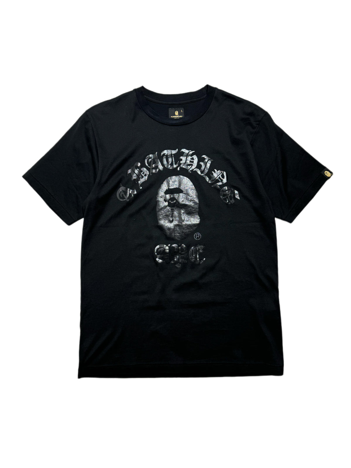 BAPE Black Gold Line OG Gothic Font College Tee 2009