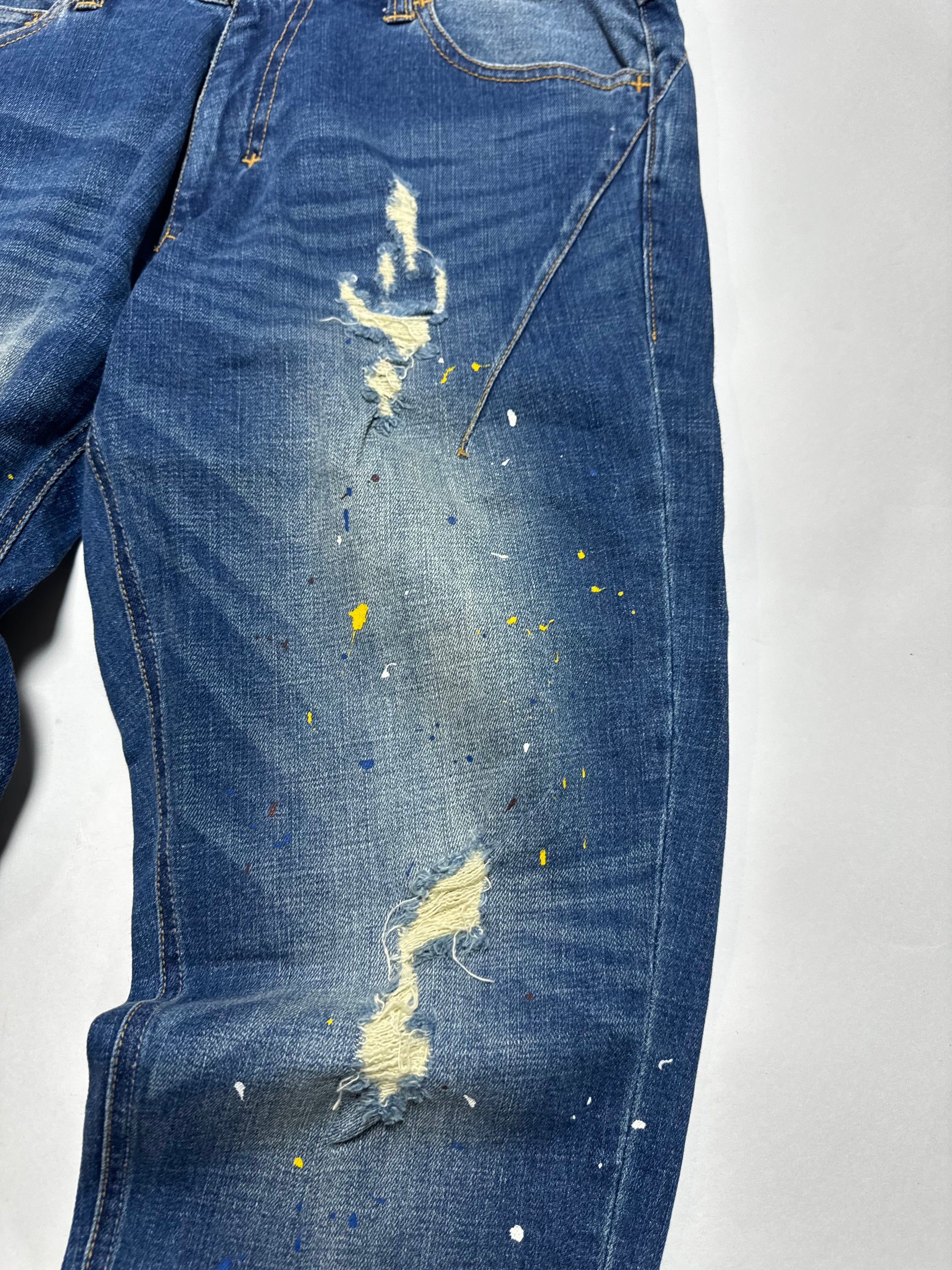 Number Nine Painted Dark Washed Distressed Jean
