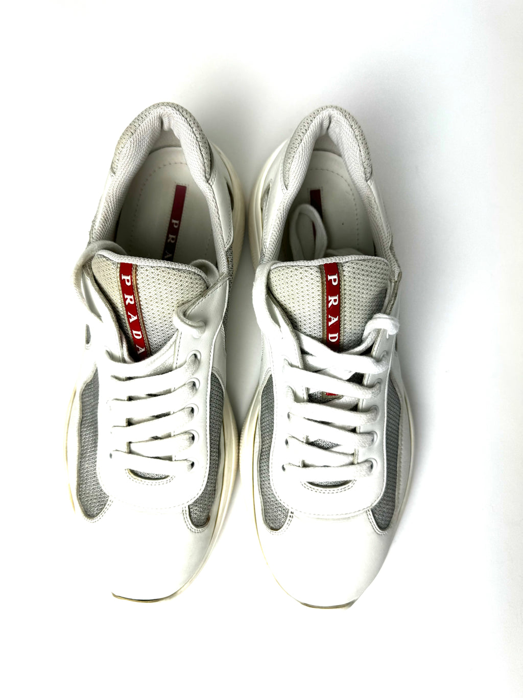 Prada White Grey Amercia’s Cup Shoes
