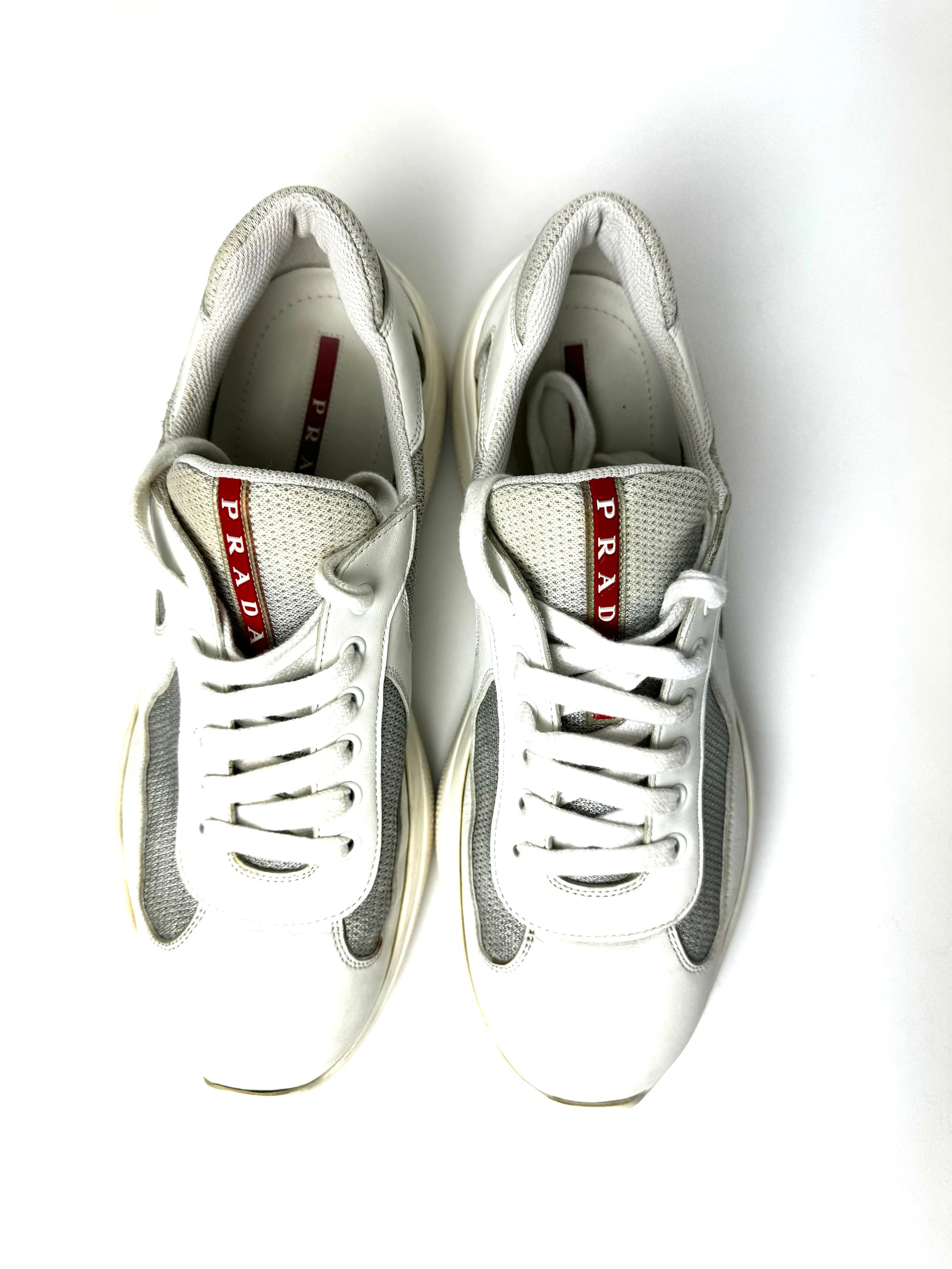 Prada White Grey Amercia’s Cup Shoes