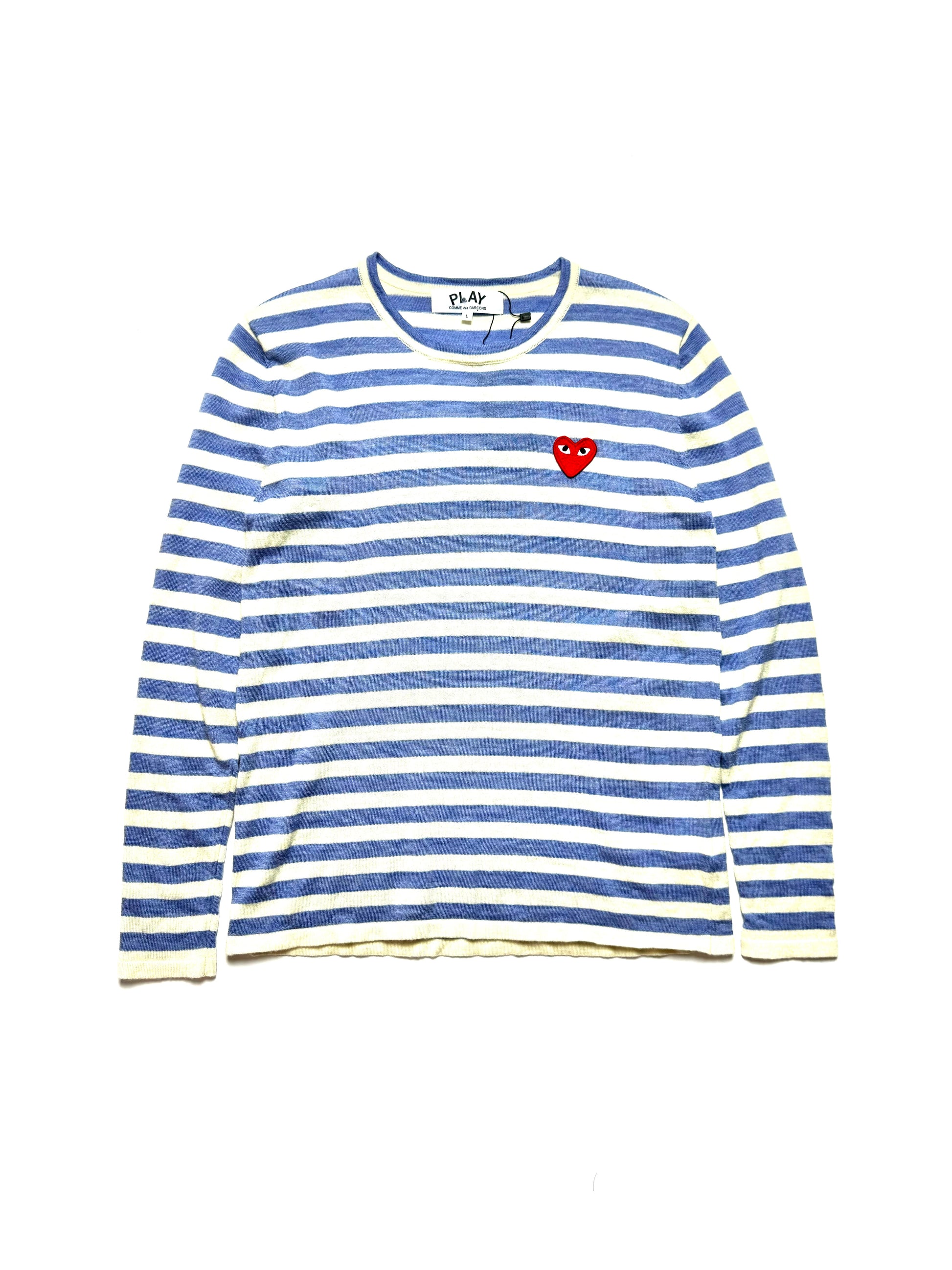 Comme des Garçons Play Light Purple Stripe Long Sleeve Knit