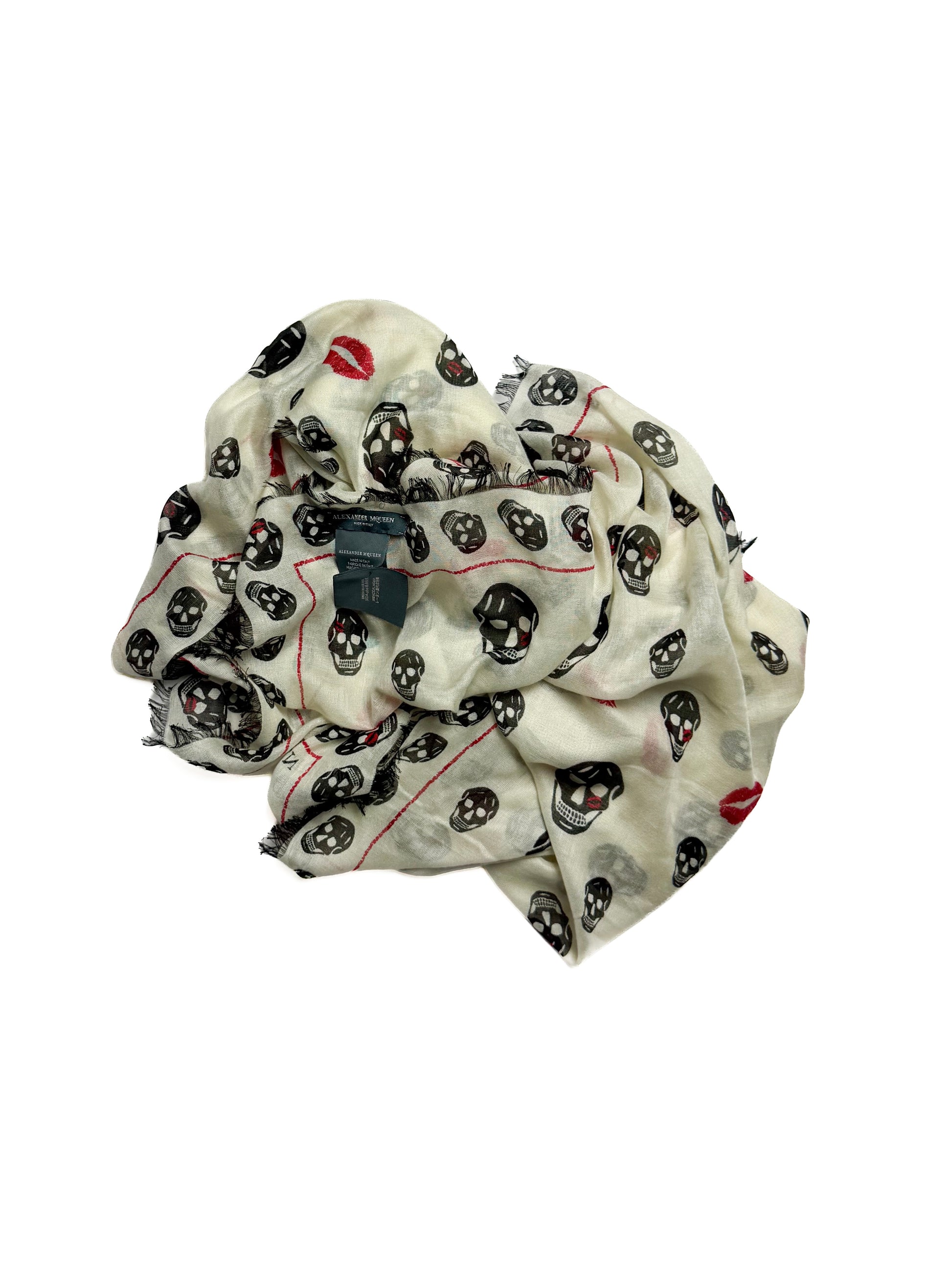 ALEXANDER MCQUEEN Skull Scarf Kiss White