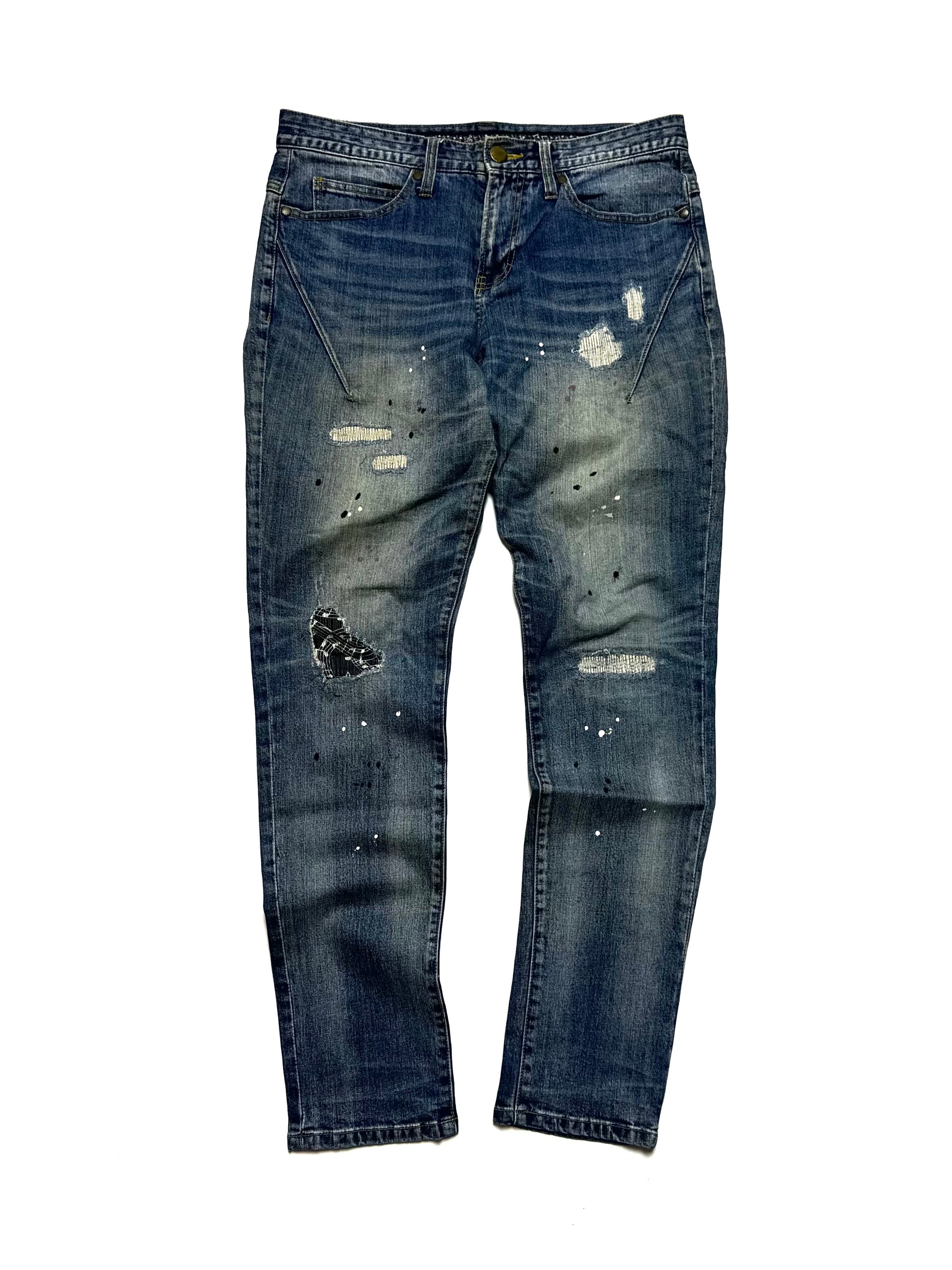 Number Nine x Loveless Guild Prime Music Symbols Patch Distressed Jean