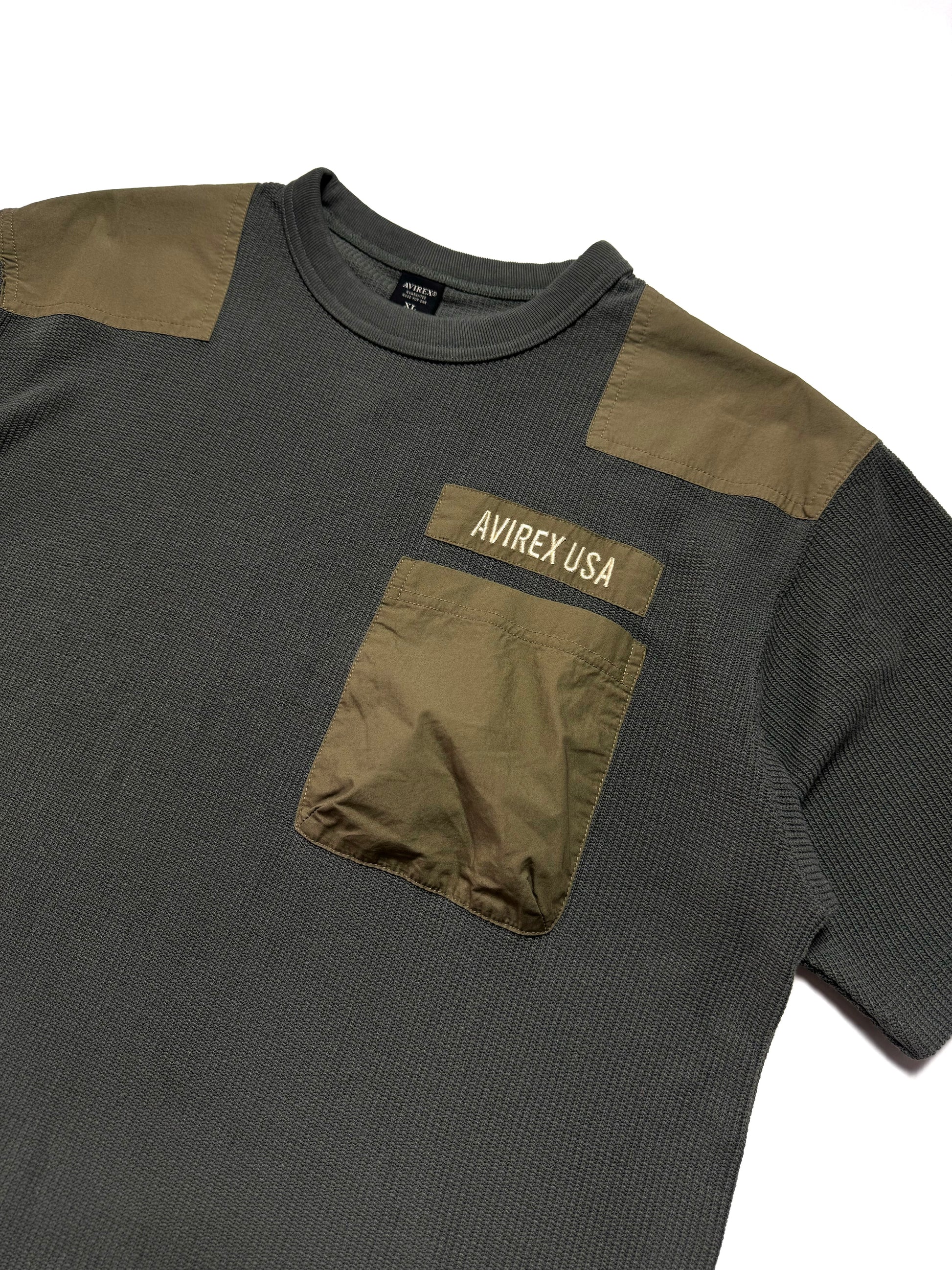 Avirex Army Green Waffle Short Sleeve