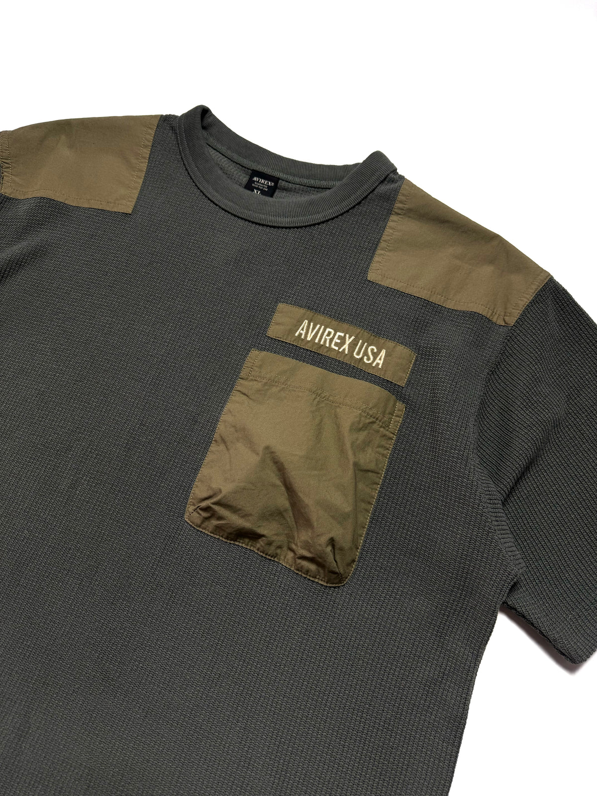 Avirex Army Green Waffle Short Sleeve