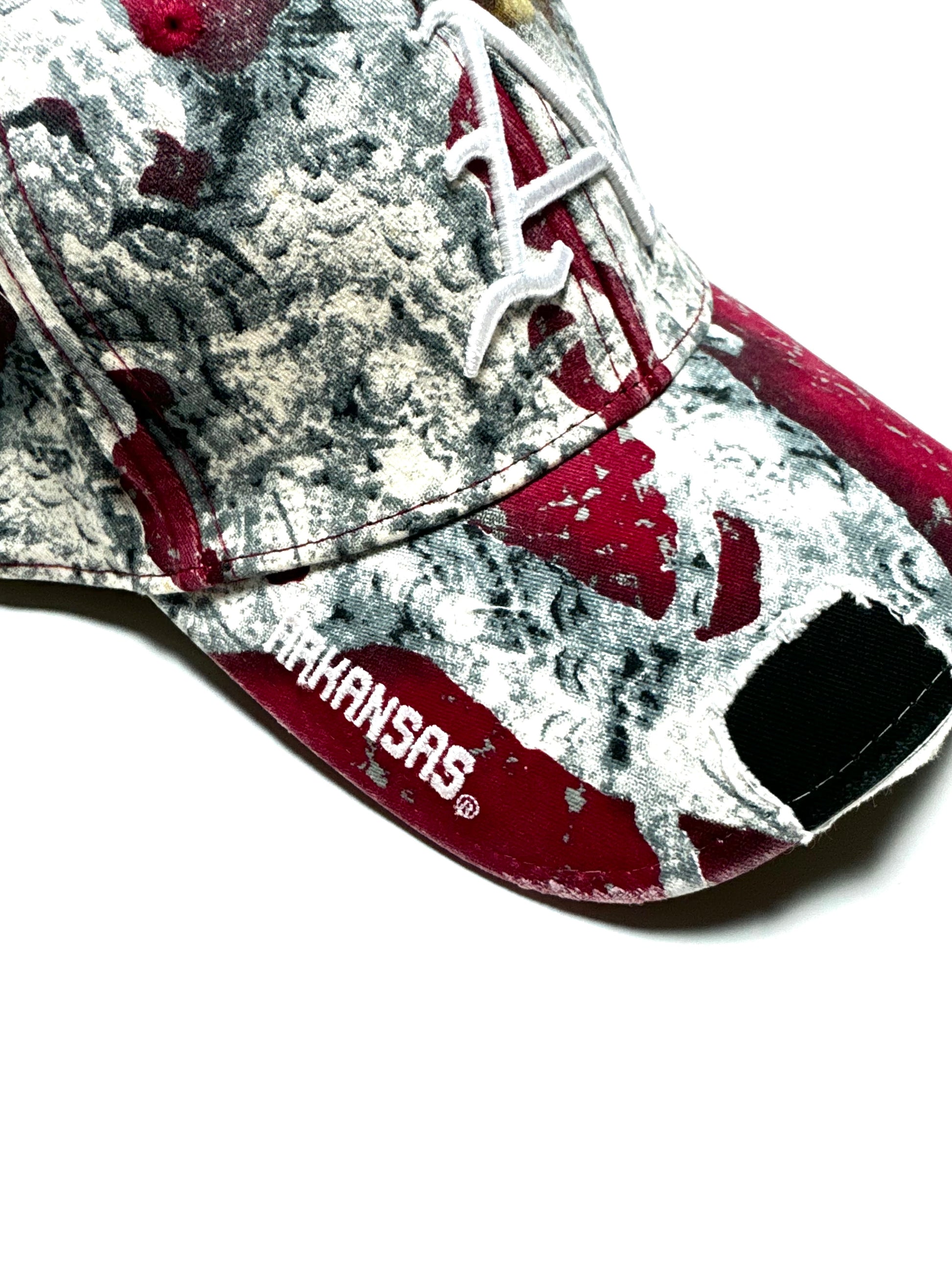 Arkansas Hat Razorbacks Embroidered Camo Red Adjustable Cap