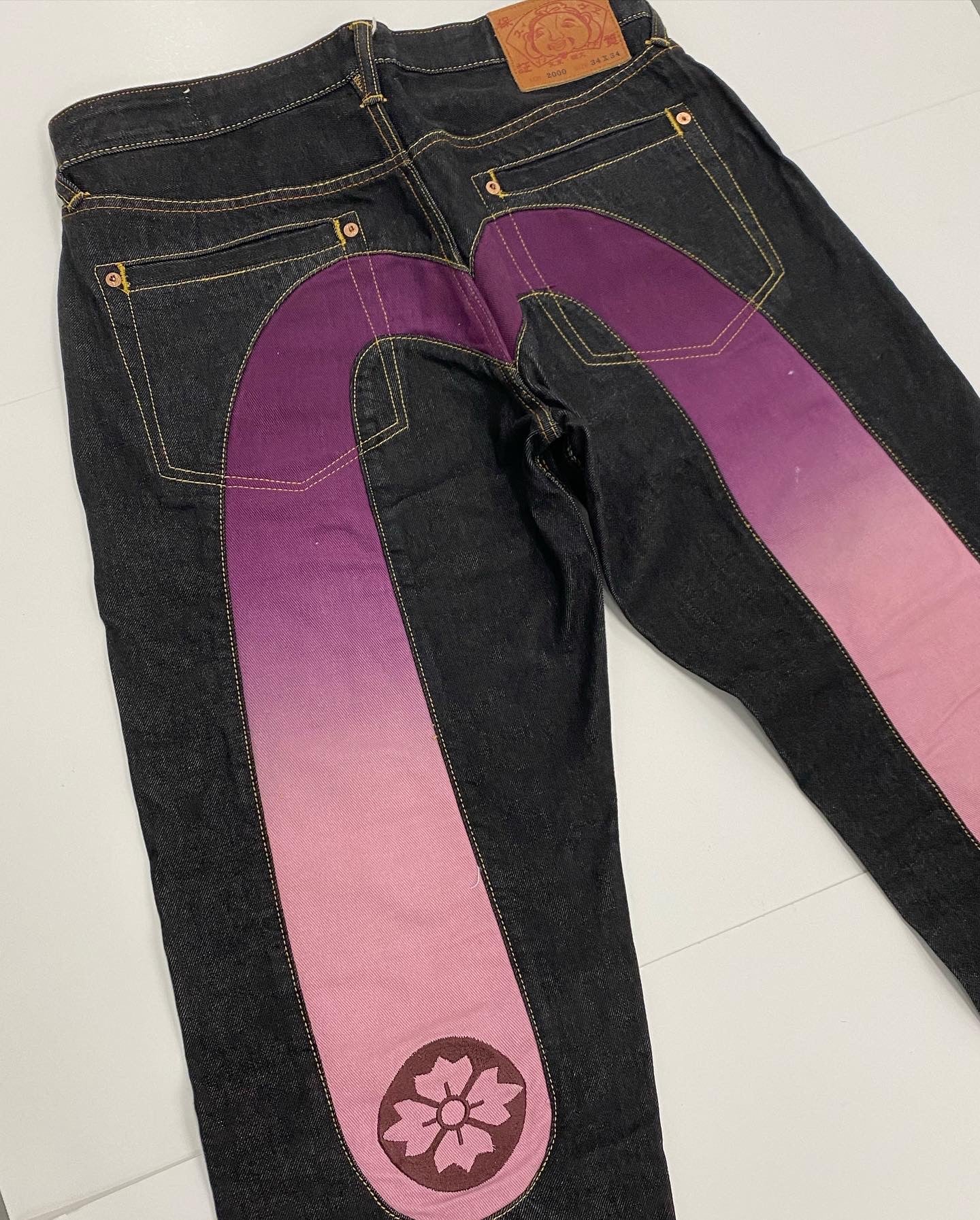 Evisu Daicock Purple Pink Gradient Daicock Jean