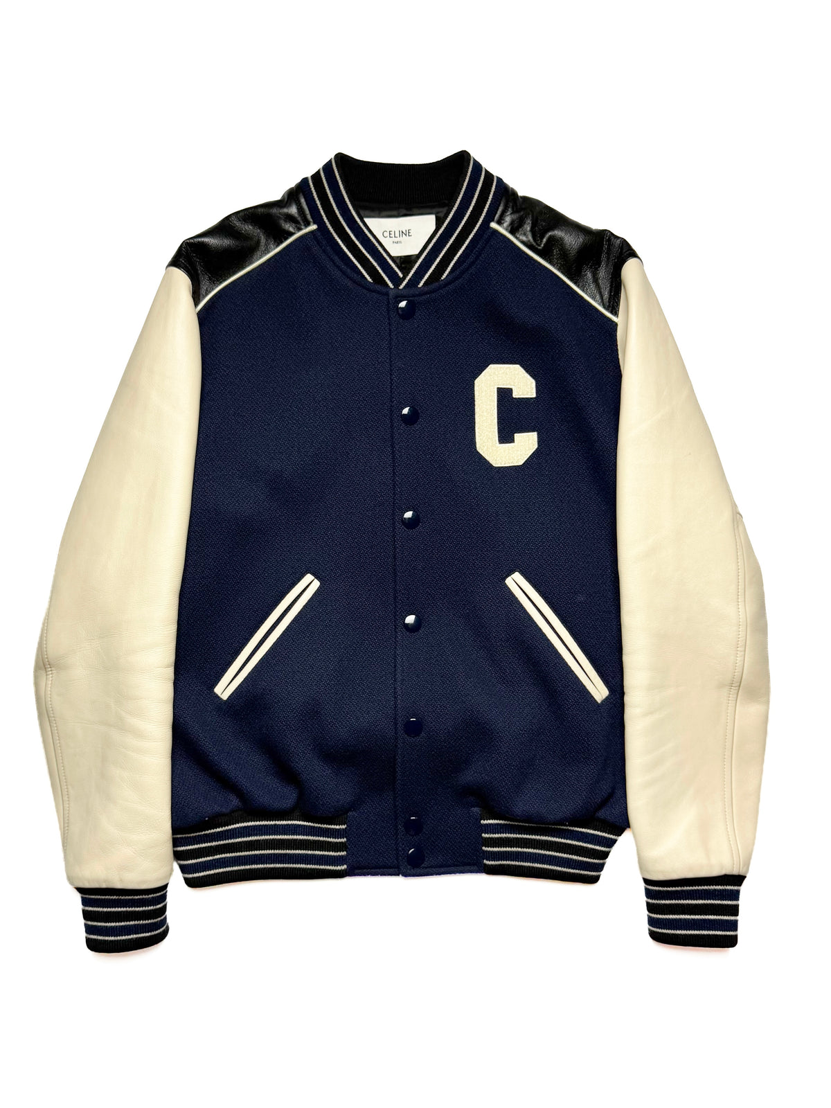 CELINE Wool Varsity Teddy Jacket