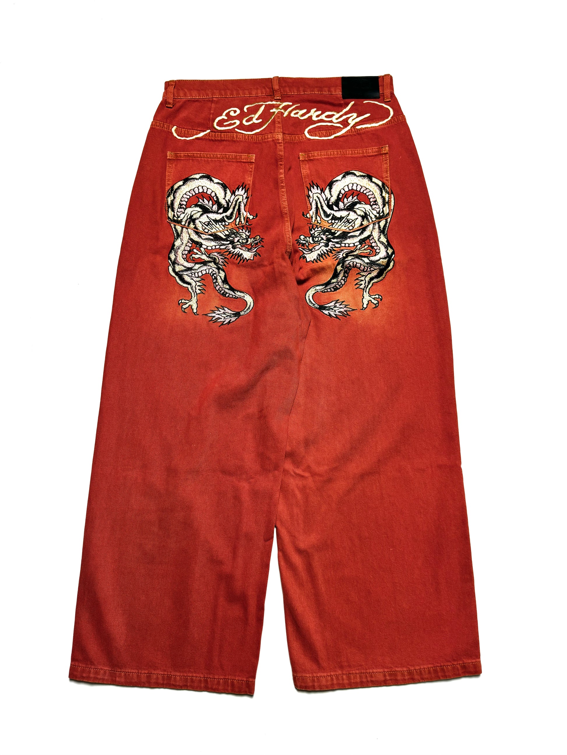 Ed Hardy Orange Dragon Embroidery Pant
