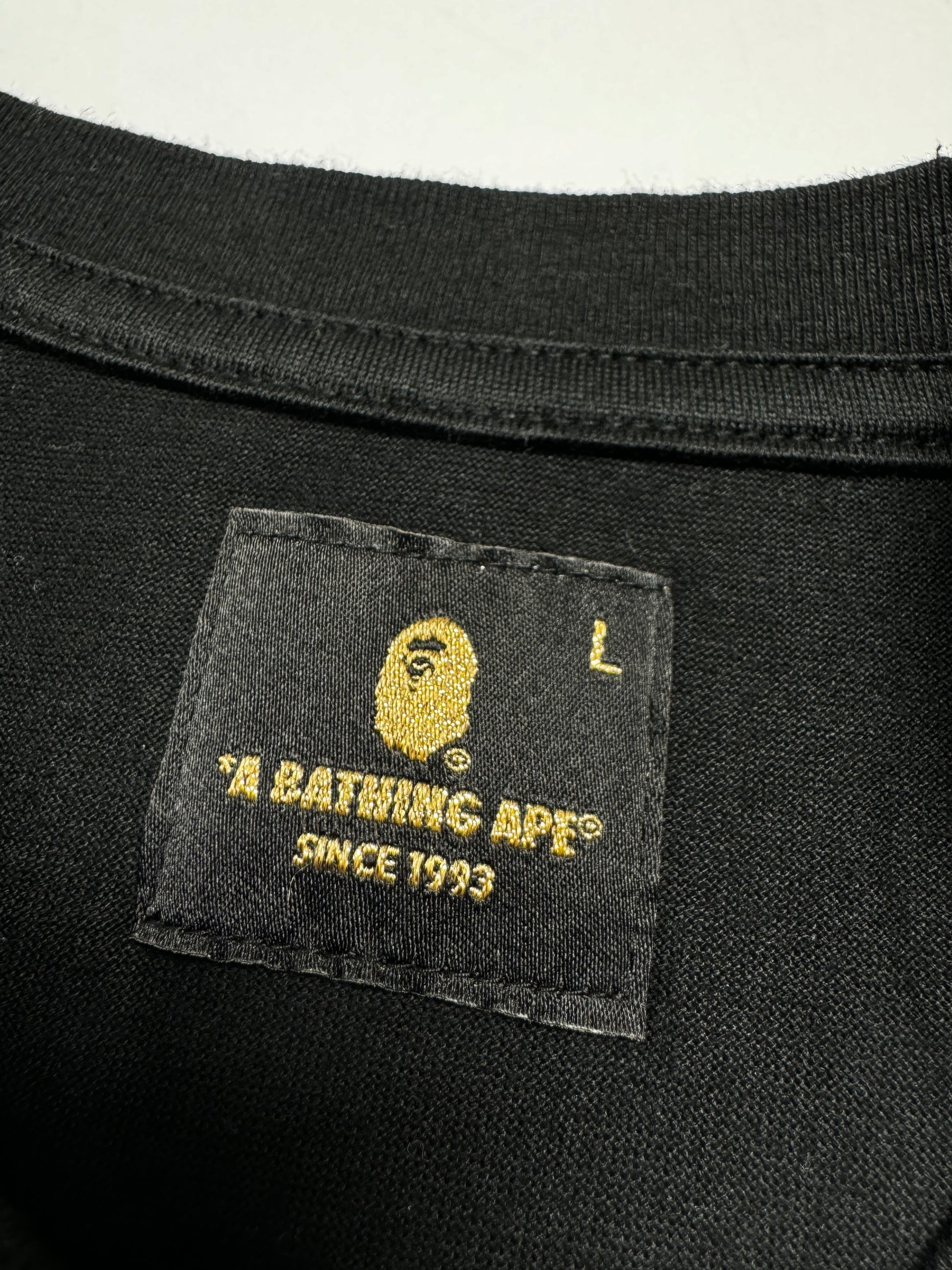 BAPE Black Gold Line OG Gothic Font College Tee 2009
