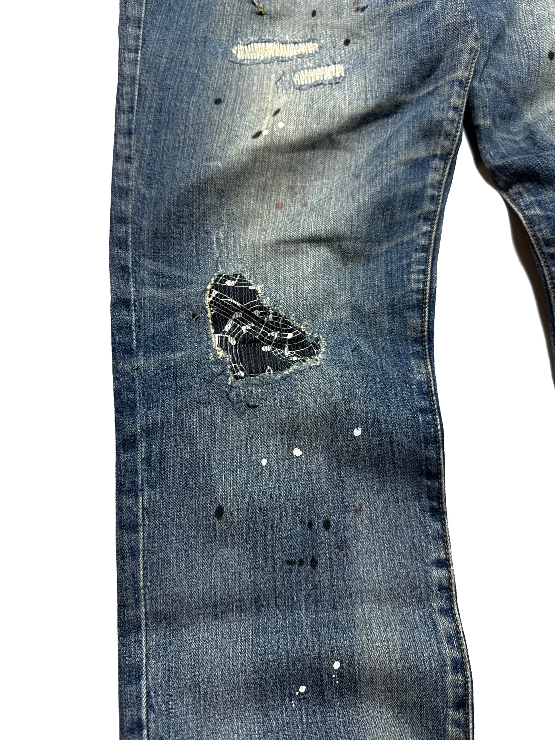 Number Nine x Loveless Guild Prime Music Symbols Patch Distressed Jean