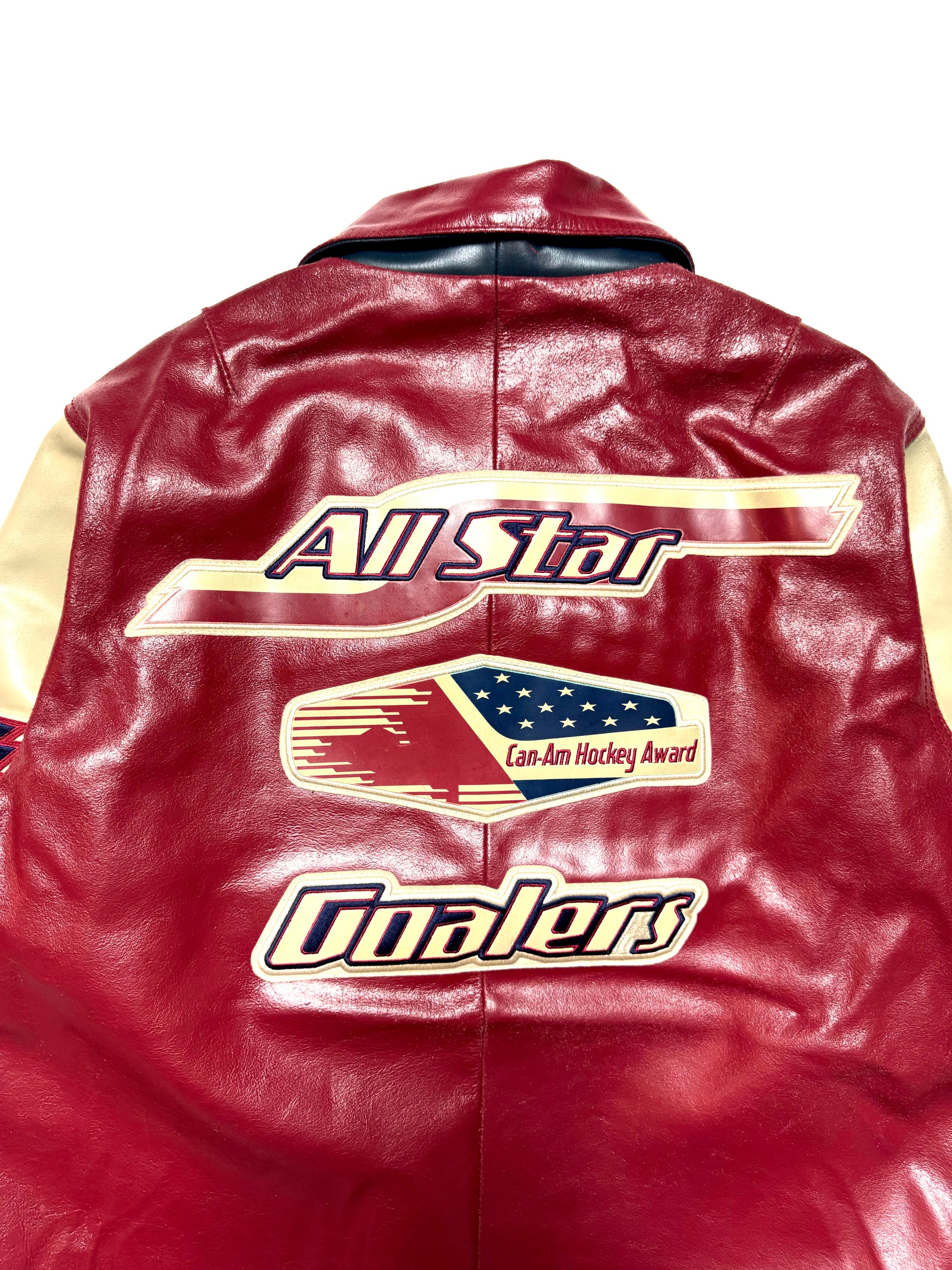 Avirex 90s Atanlantic Hockey League All Star Varisty Black Leather Jacket