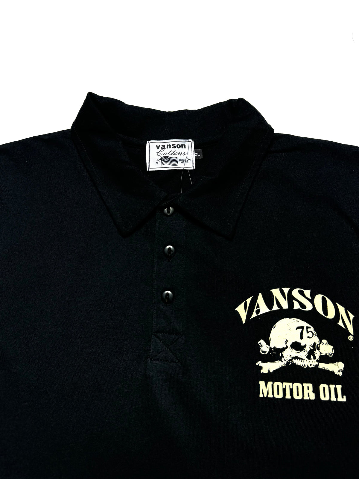 Vanson Skull Black Polo Shirt