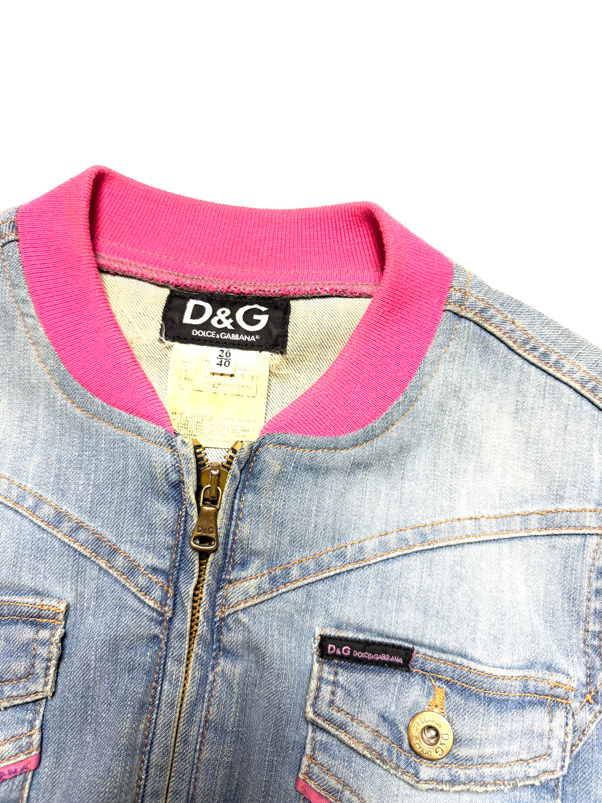 D&G Denim Pink Ribbed Trim 2003 Jacket
