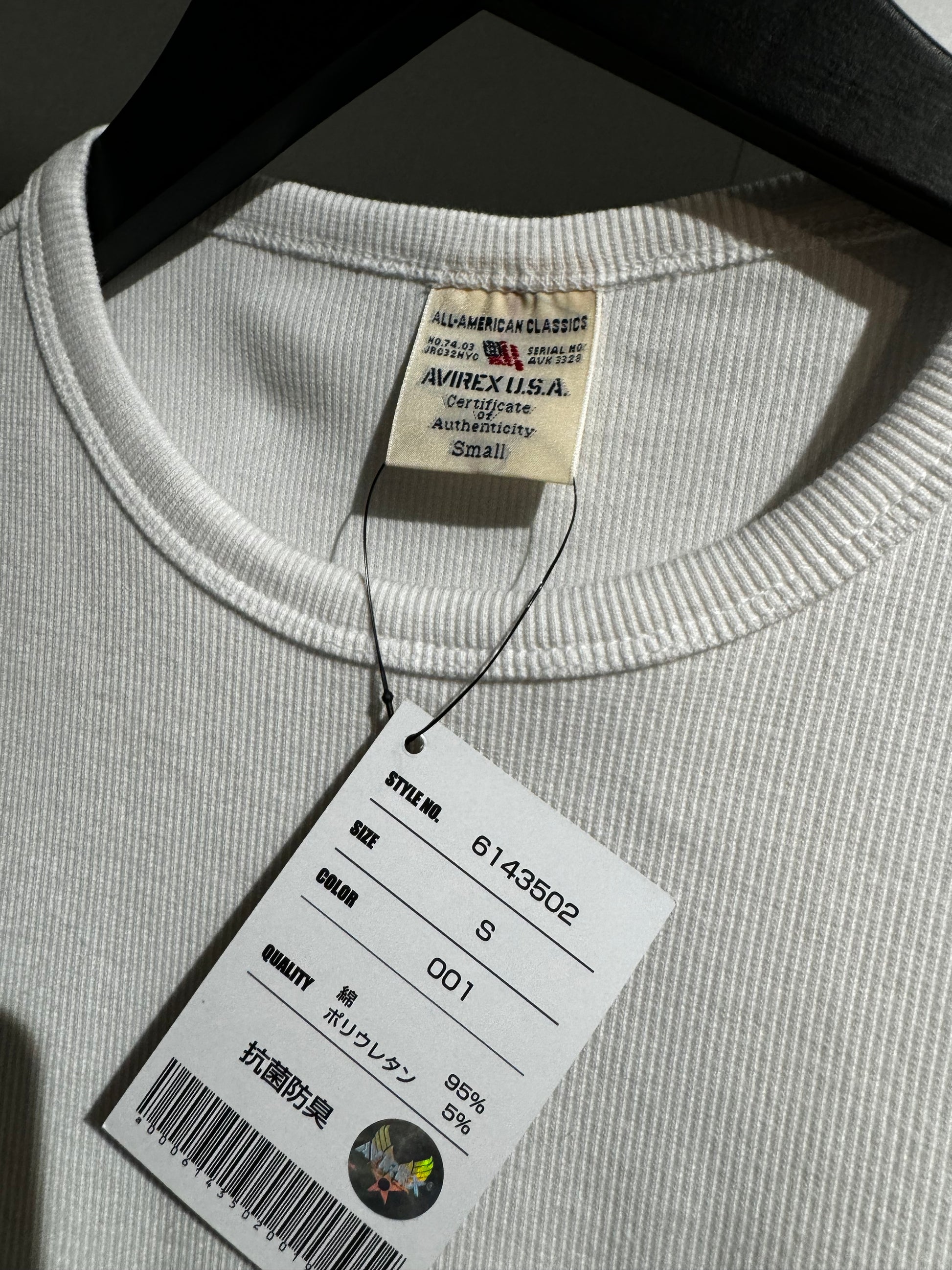 Avirex Ribbed White Short Sleeve