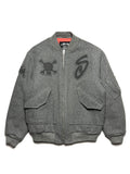 Stussy 2000s Wool Grey Varsity Skull Jacket