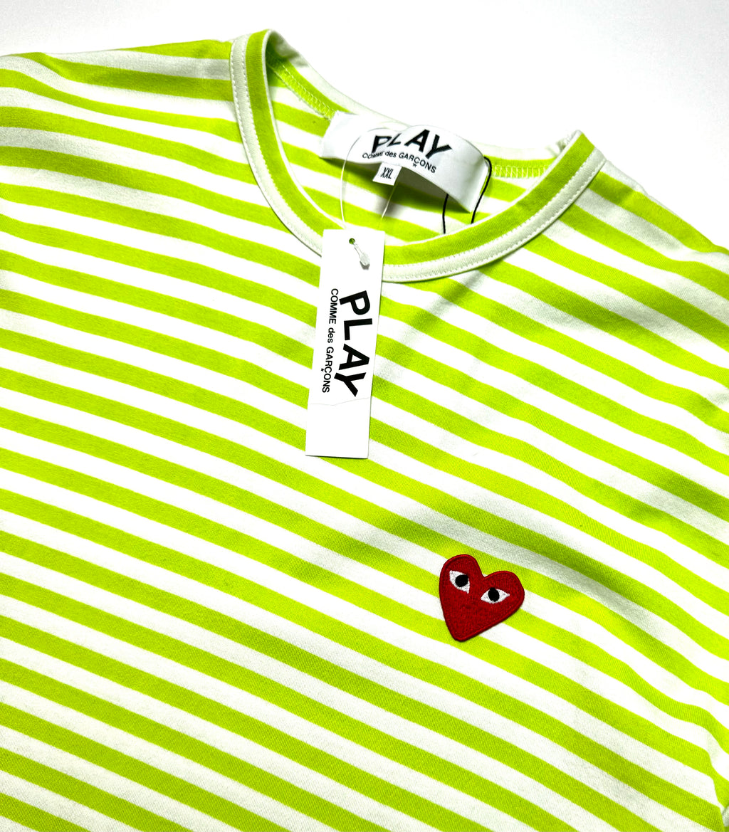 Comme des Garçons Play Neon Green Stripe Long Sleeve