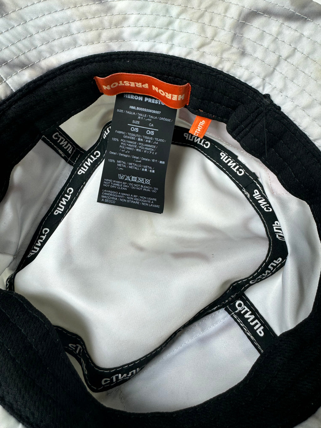 Heron Preston White Camo Bucket Hat
