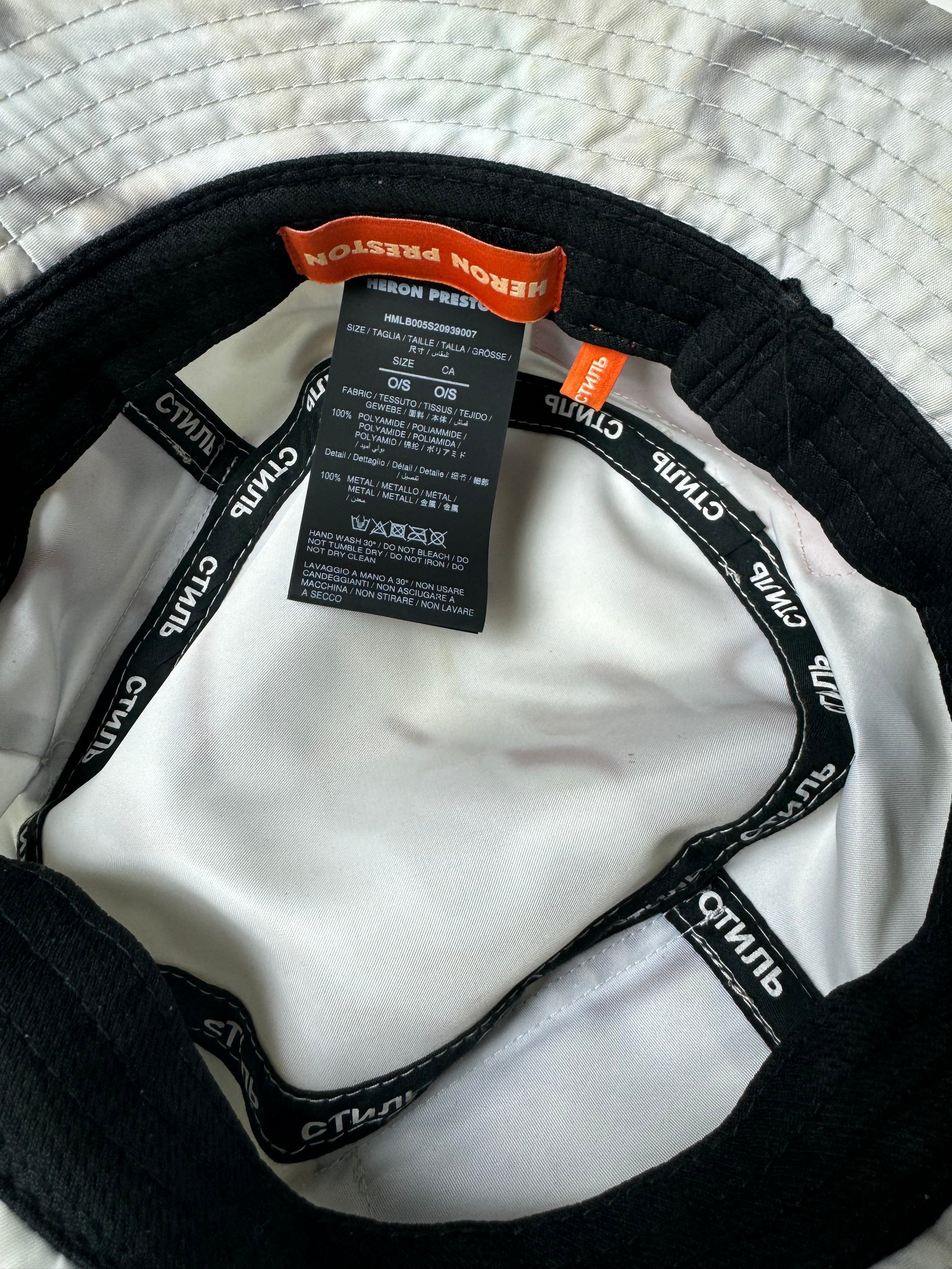 Heron Preston White Camo Bucket Hat