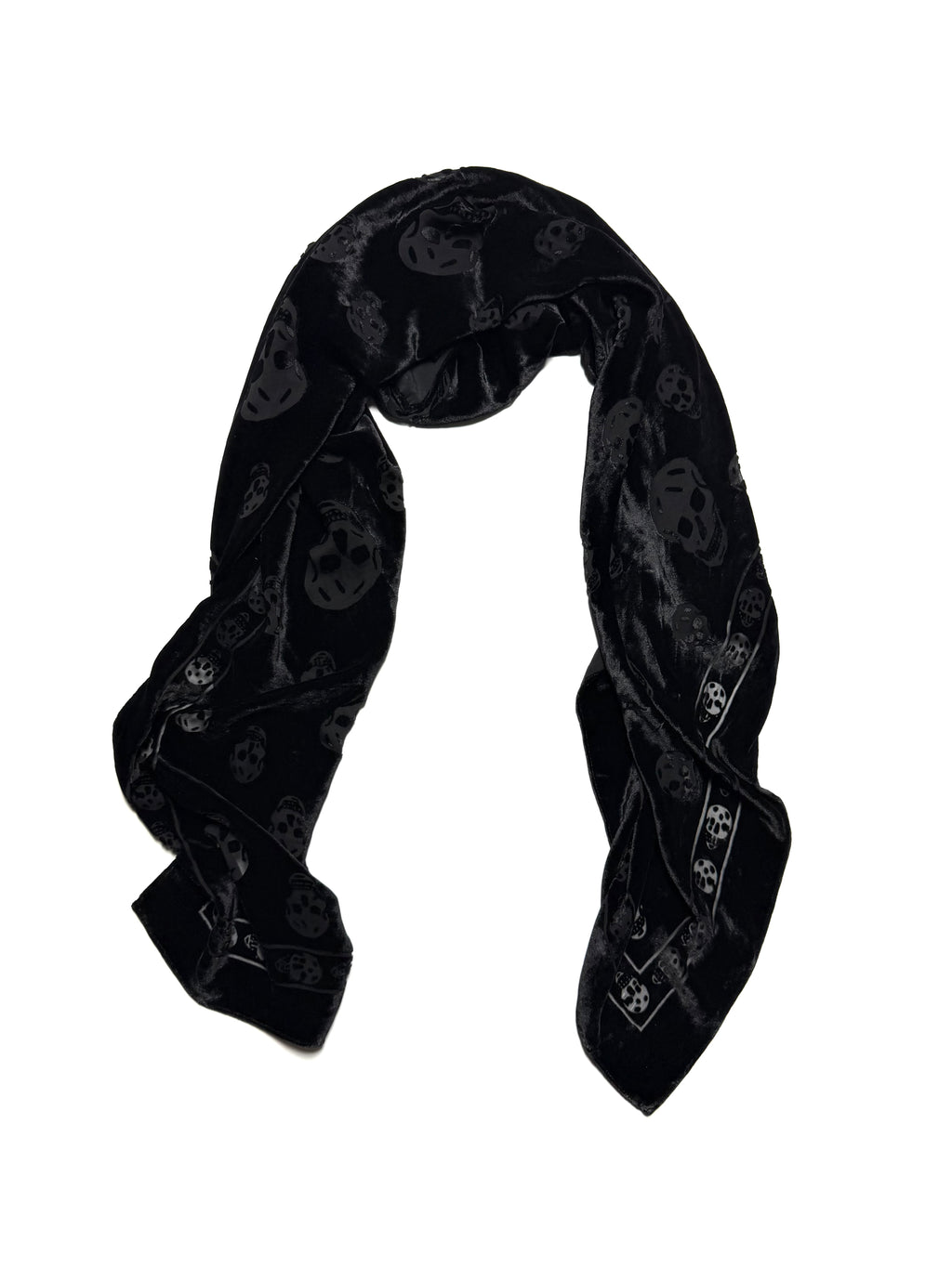 Alexander McQueen Black Velvet  Skull Scarf