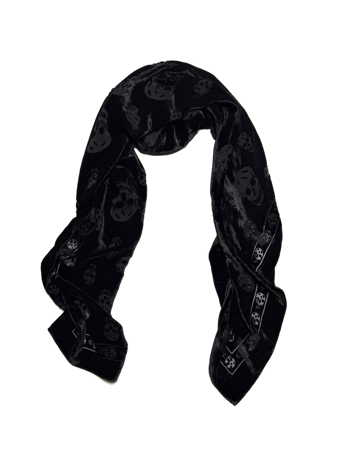 Alexander McQueen Black Velvet  Skull Scarf