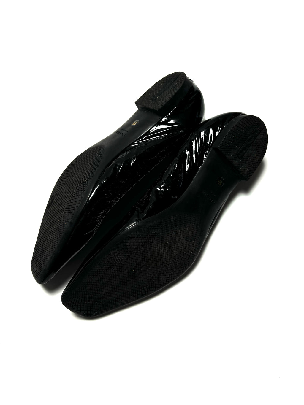 Prada Black Patent Leather Square-toe Ballet Flats
