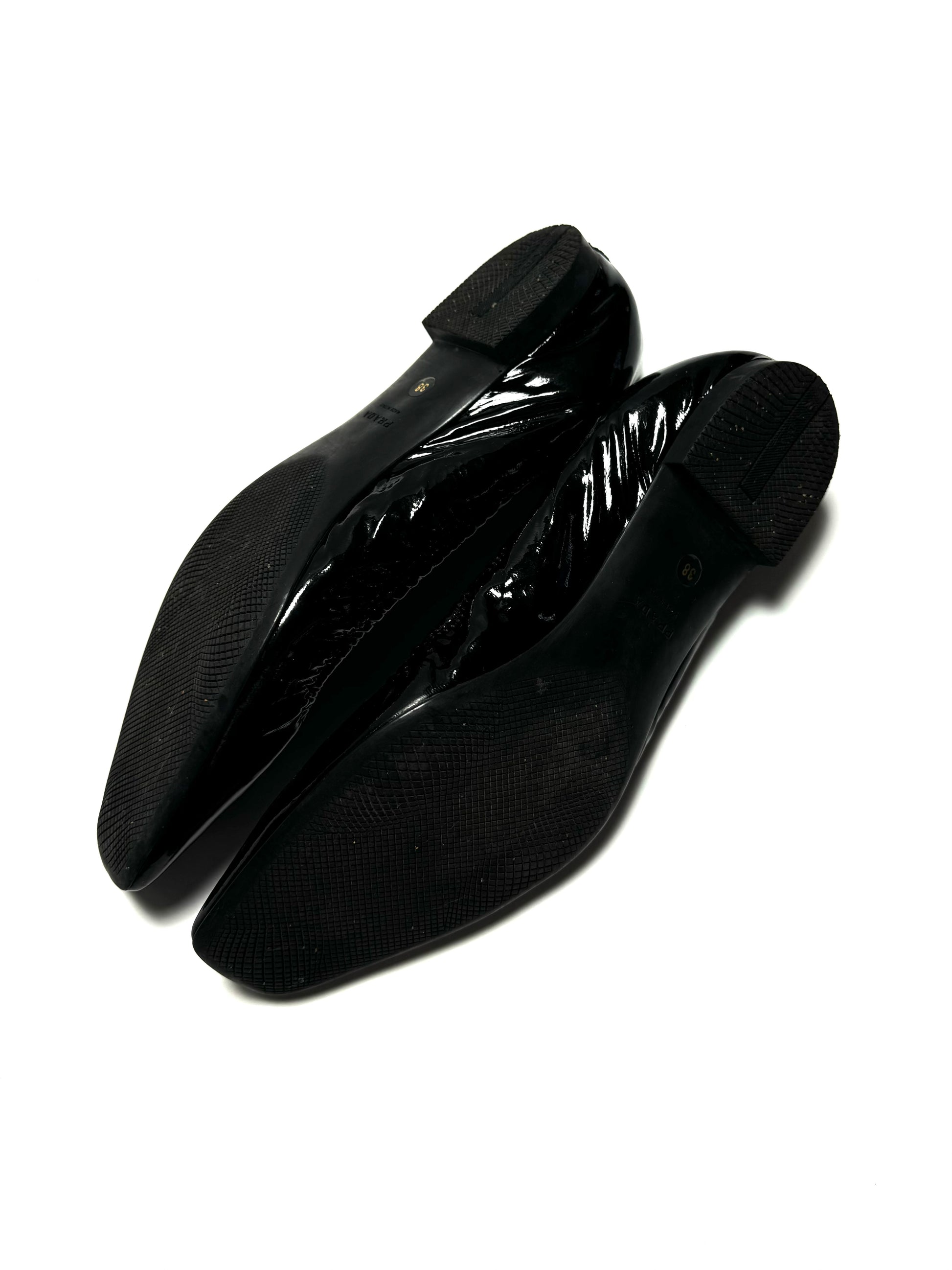Prada Black Patent Leather Square-toe Ballet Flats
