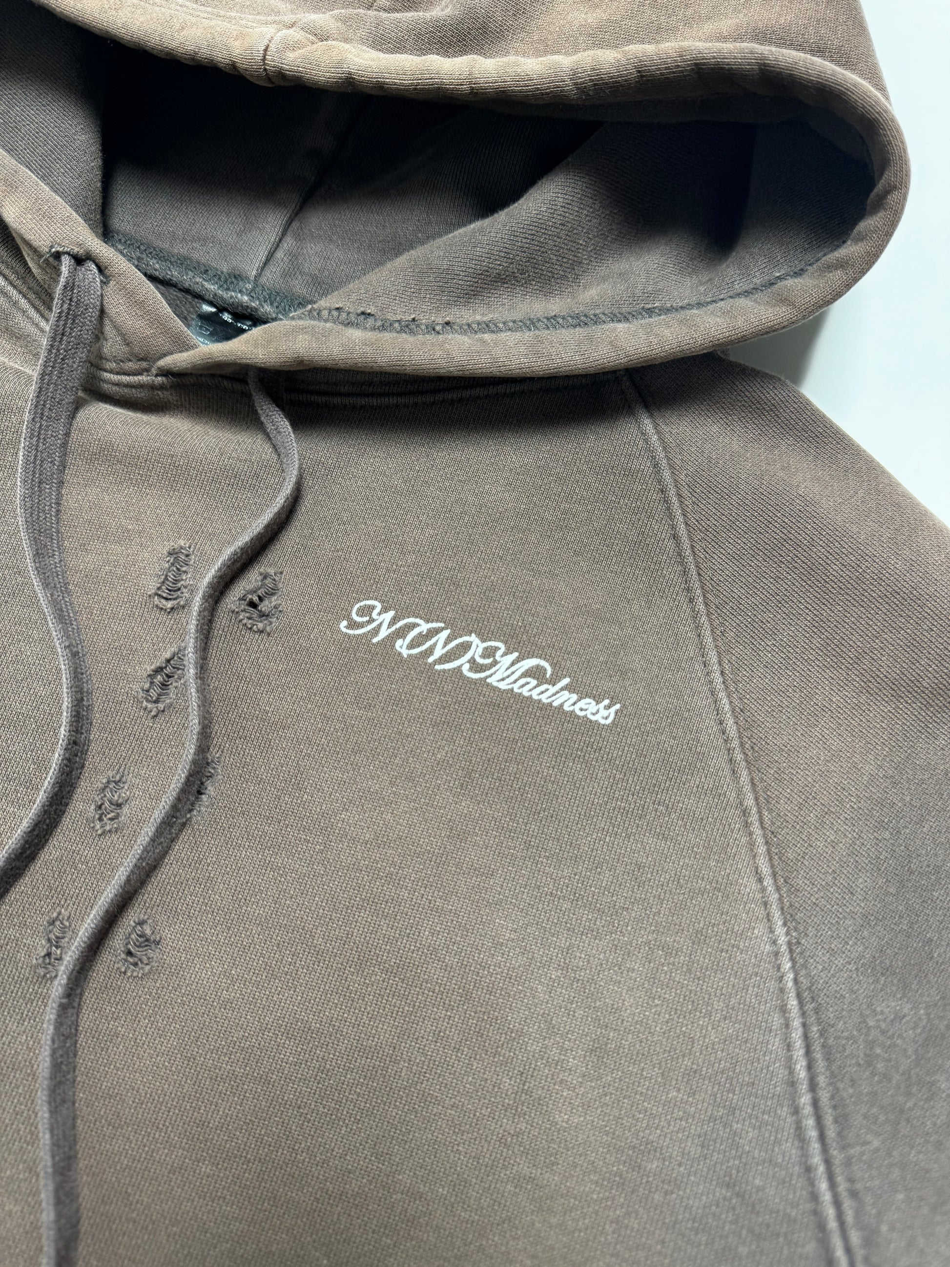 Number Nine x Madness Brown Distressed Time Migration Retro Hoodie