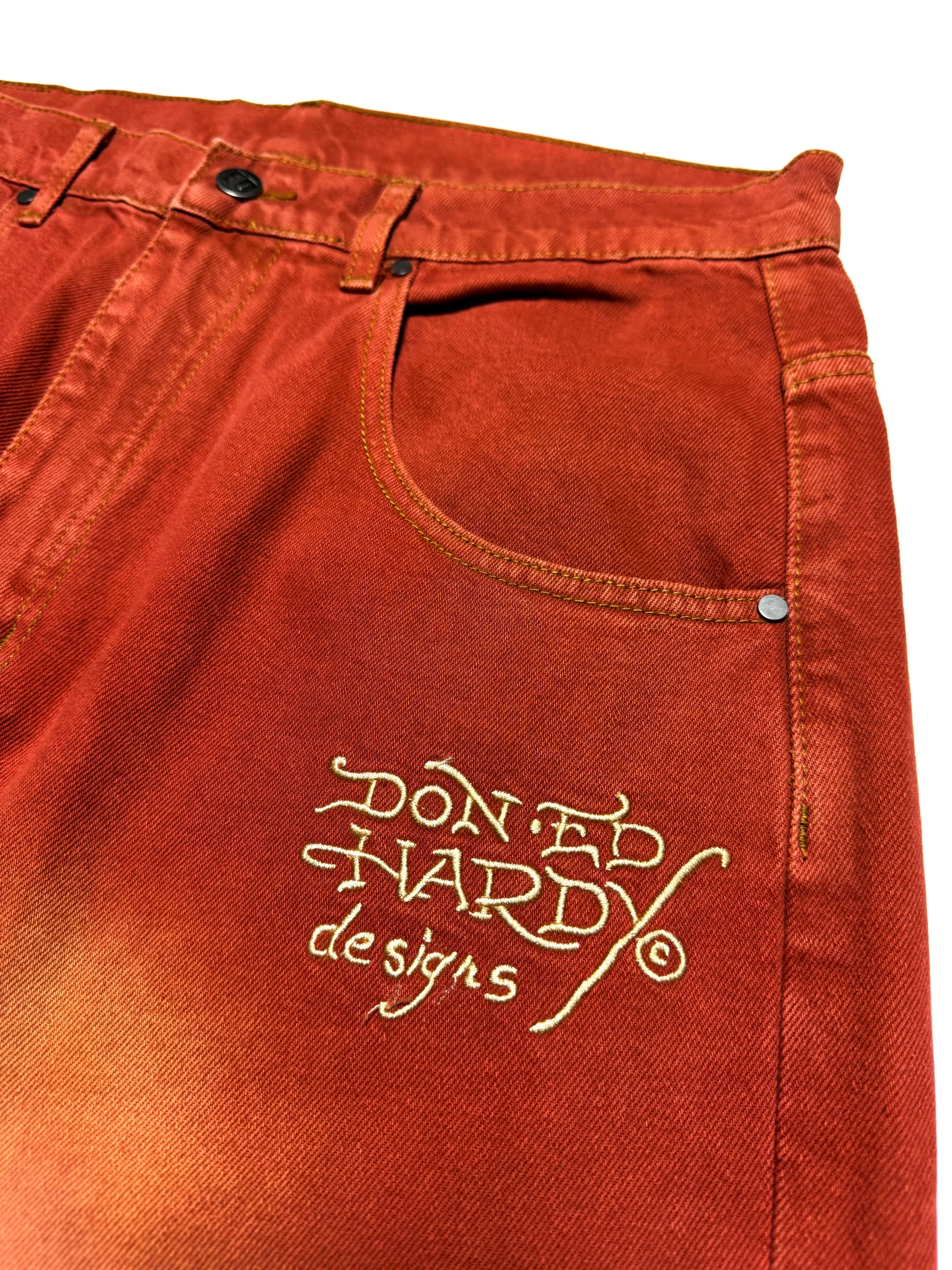 Ed Hardy Orange Dragon Embroidery Pant