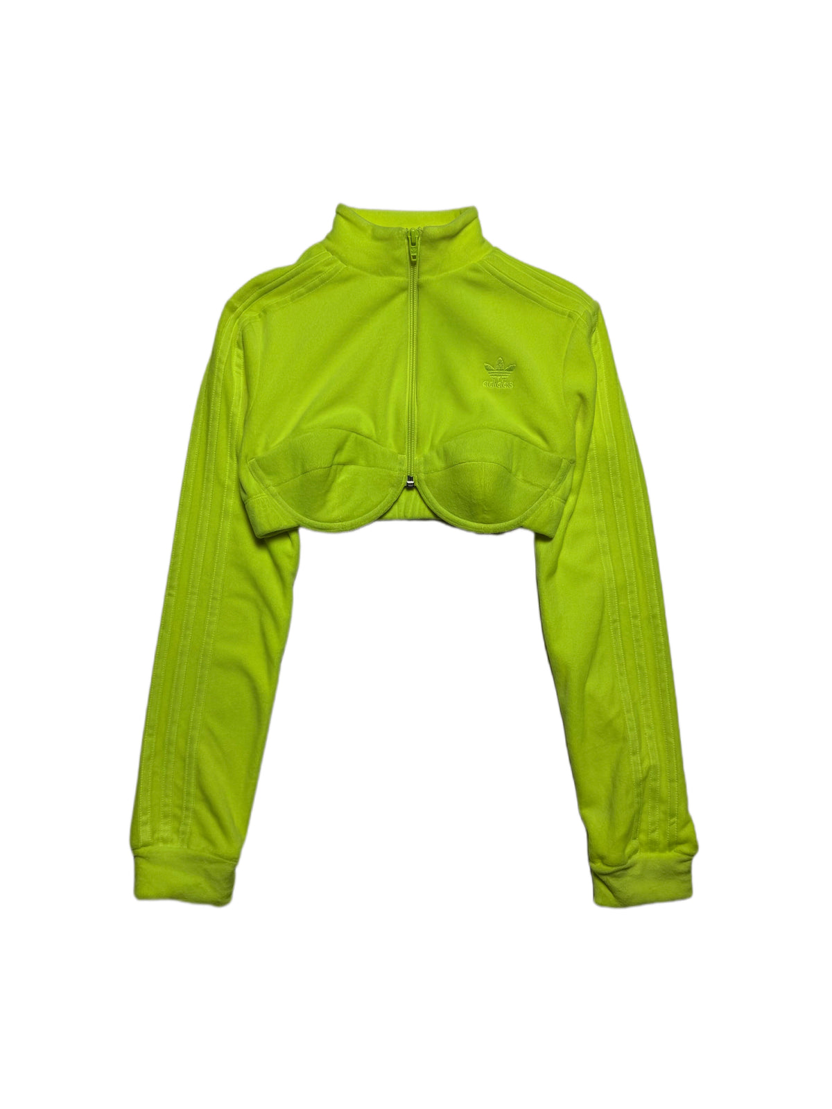 Adidas X Jeremy Scott Velour Cropped Zip Track Top Yellow