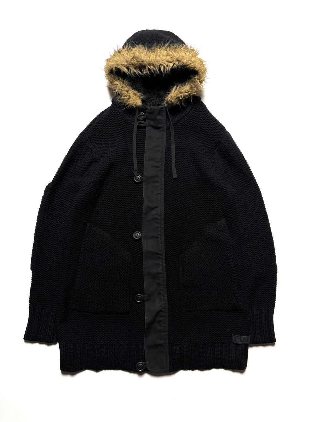 Diesel Black Knitted Fur Coat