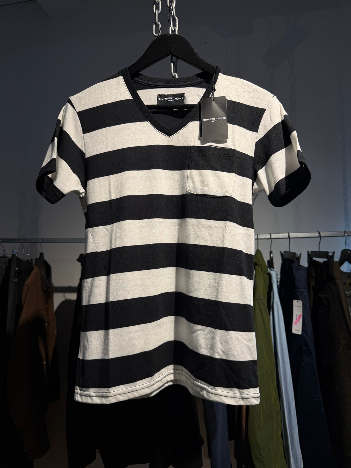 Number (n)ine Stripe V Neck Tee
