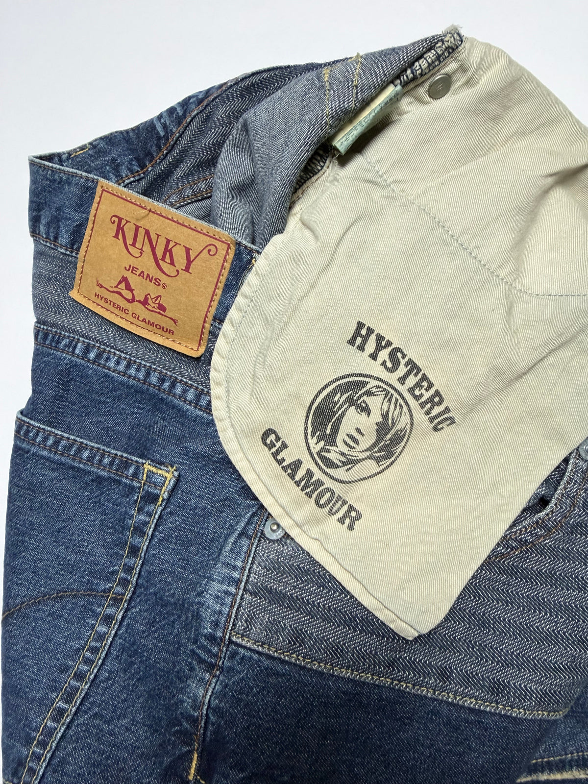 Hysteric Glamour Kinky Hagi Stripe Patch Denim Flared Jean 90s