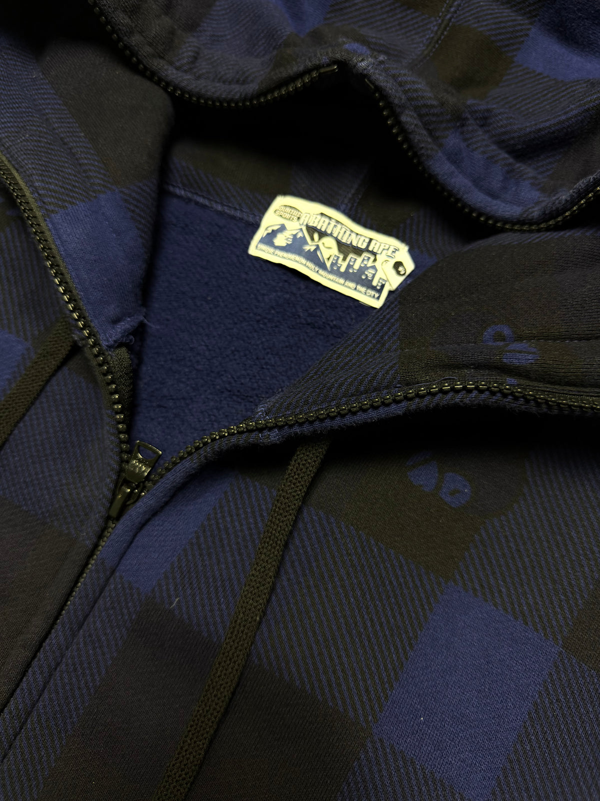 BAPE Milo Blue Plaid Full Zip Hoodie 2000s