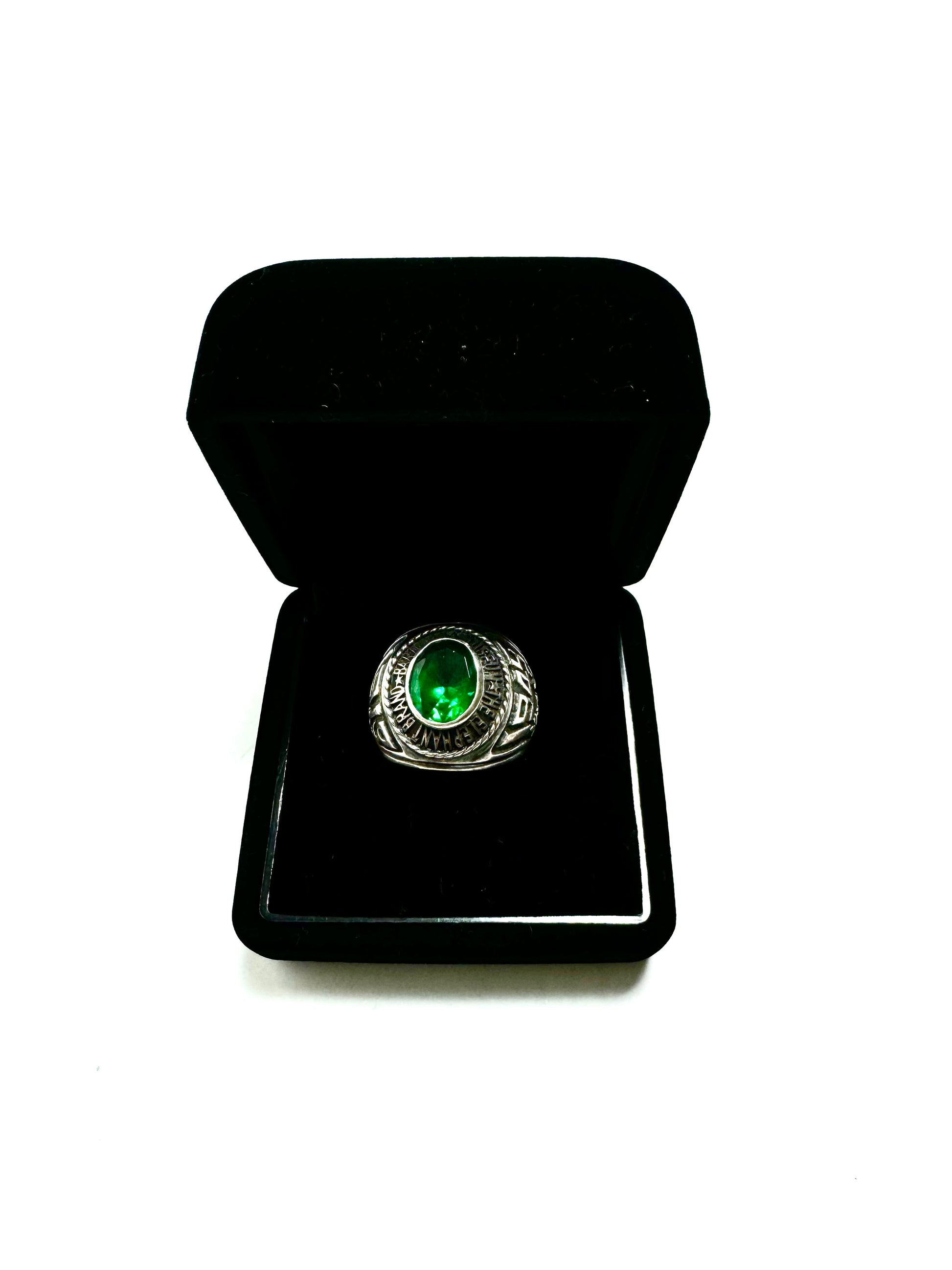 Kapital Silver Green Stone College Ring